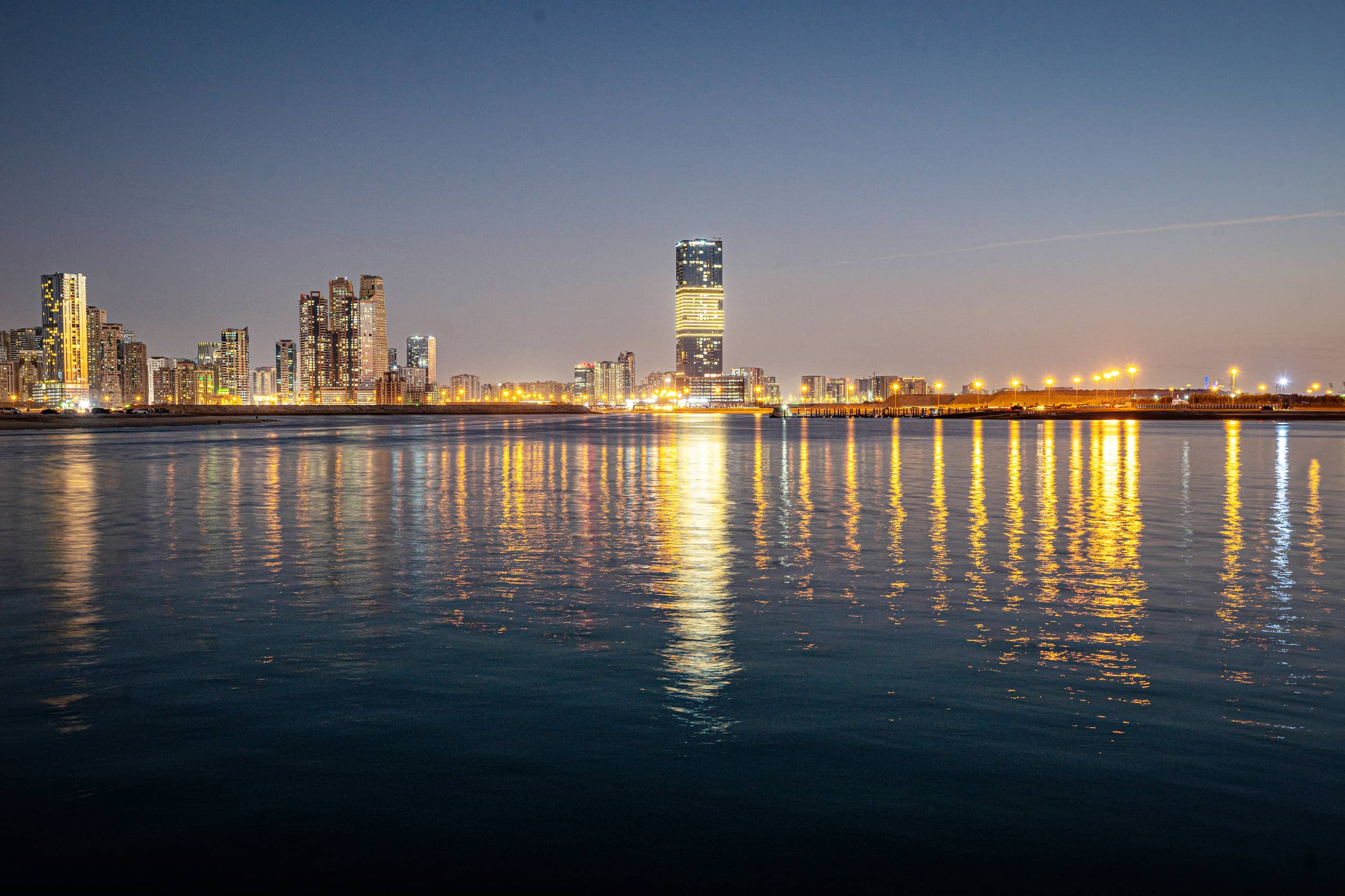 Dubai Street Lights Cars Road, a fine-art photograph by Ali Abu Ras