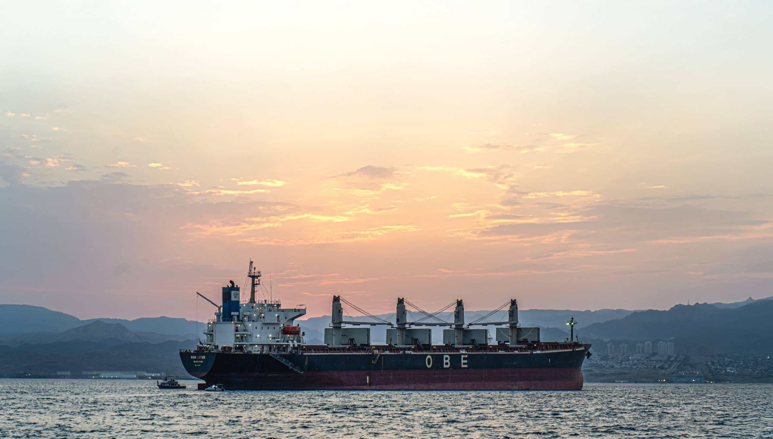 Ship Boat Sunset Aqaba, a fine-art photograph by Ali Abu Ras