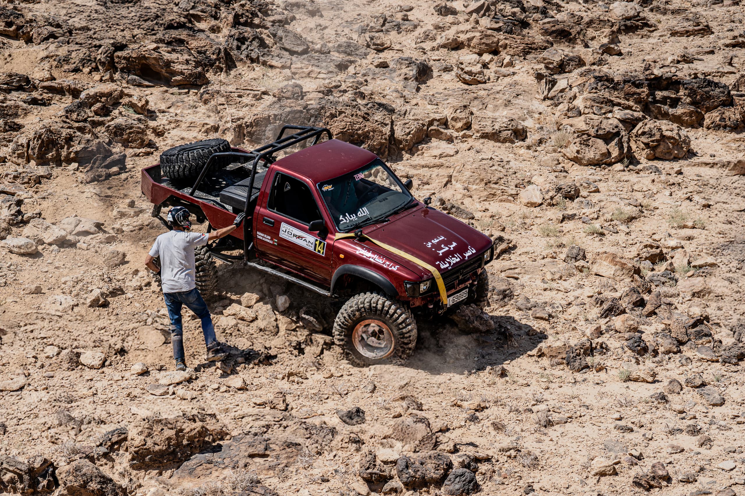 4 X 4 CAR RED Deadsea, a fine-art photograph by Ali Abu Ras