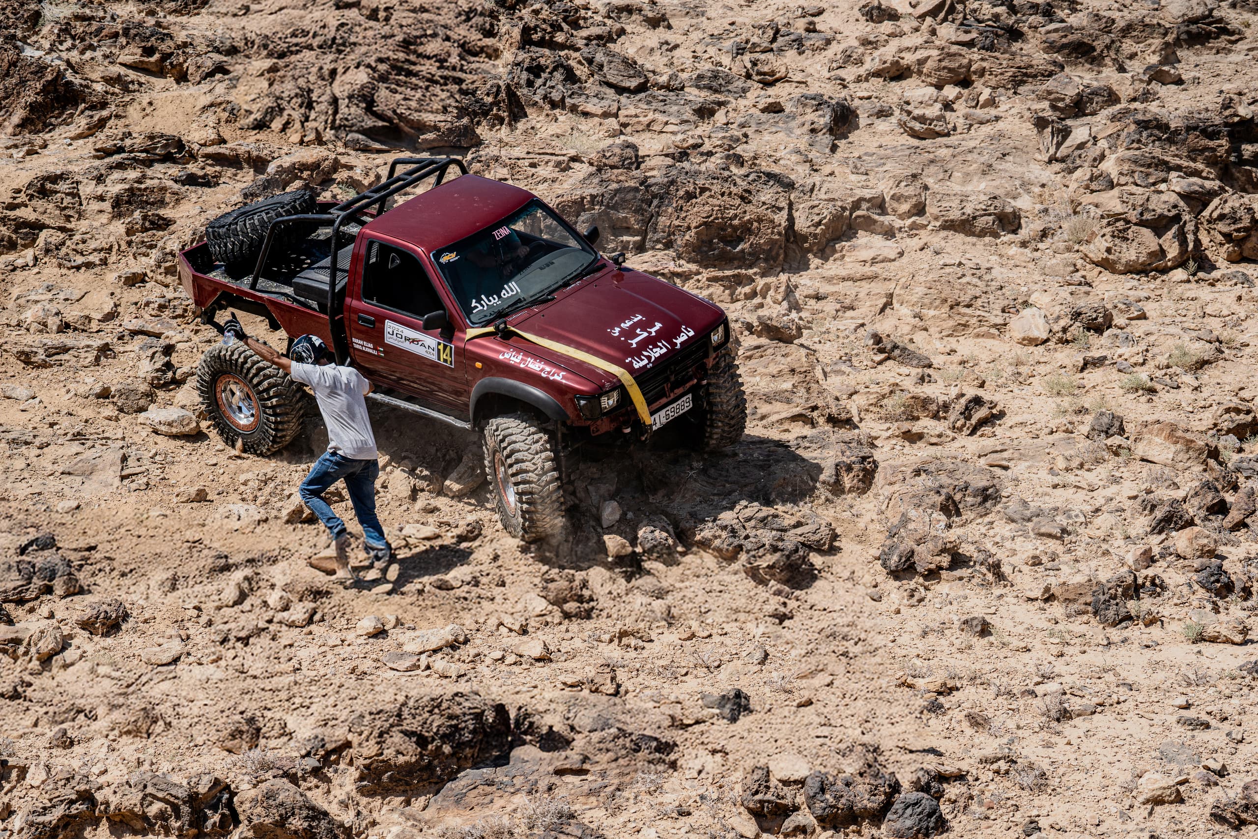 4 X 4 CAR RED Deadsea, a fine-art photograph by Ali Abu Ras