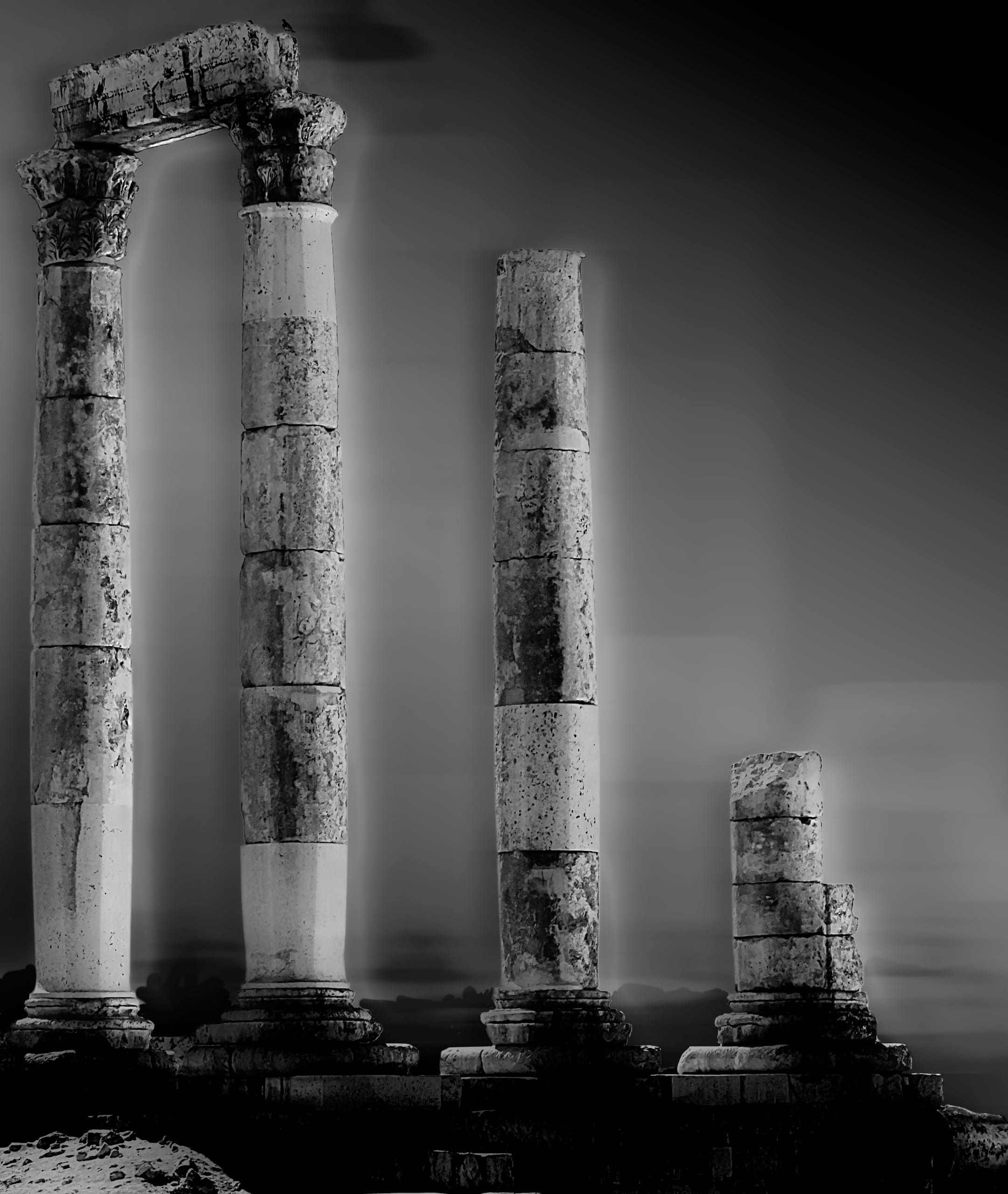 Amman Citdel Hercules Temple, a fine-art photograph by Ali Abu Ras