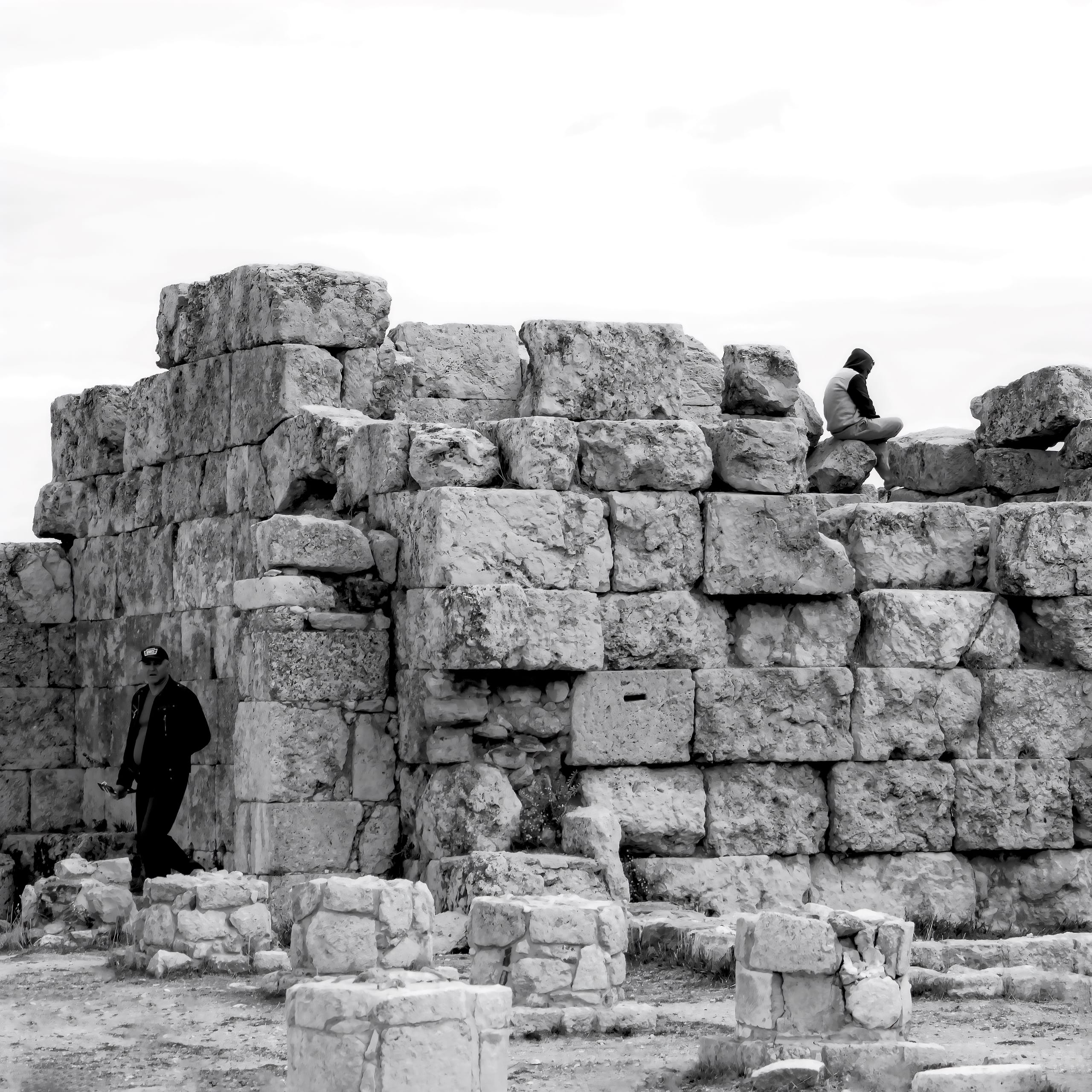 Amman Citadel People MAN SET AT TOP, a fine-art photograph by Ali Abu Ras