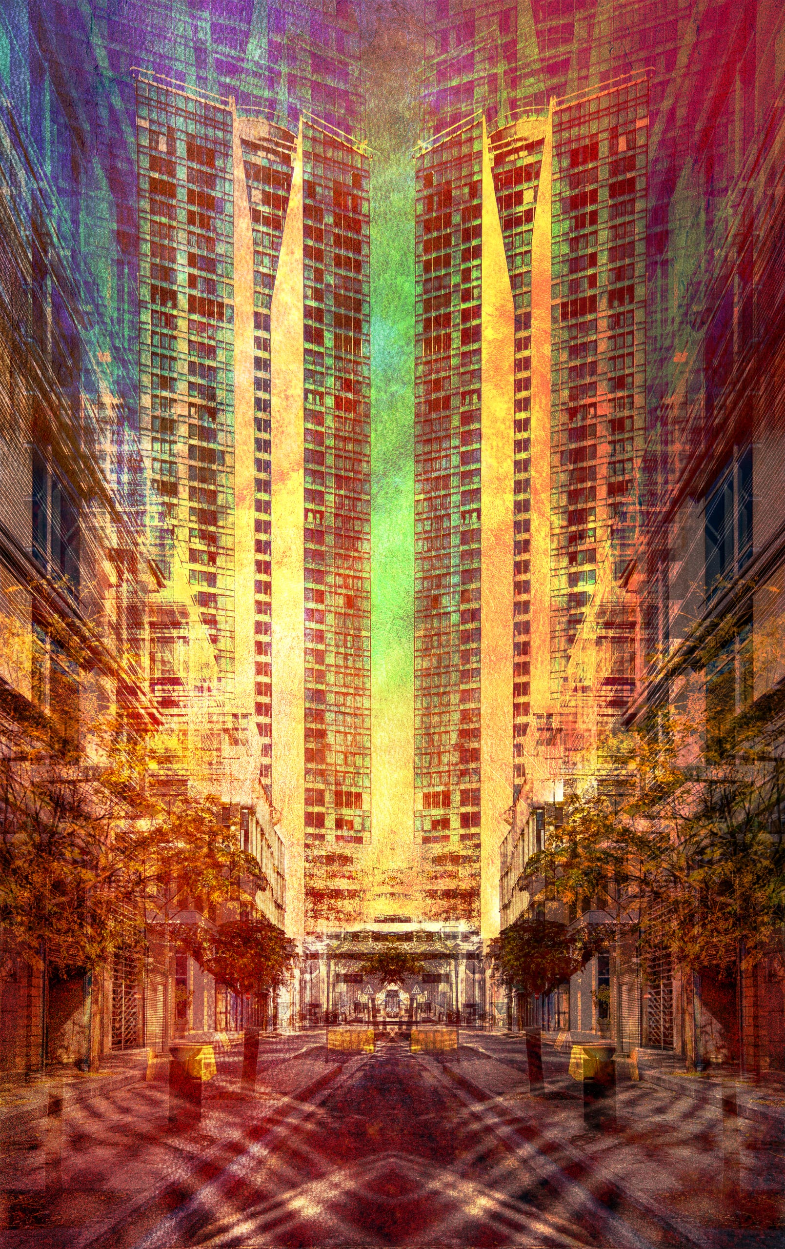 Abdali Street Building Glass Light, a fine-art photograph by Ali Abu Ras