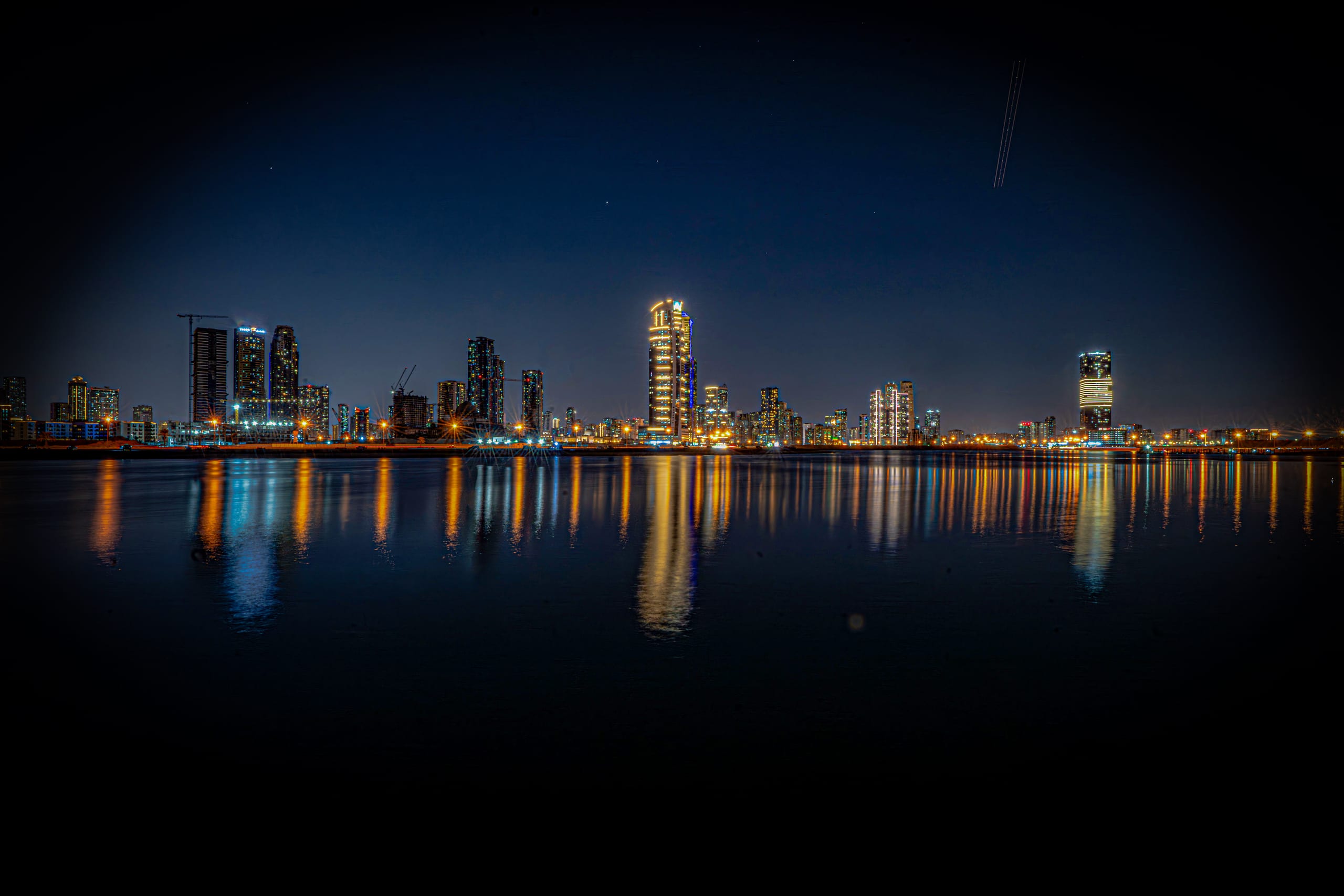 Dubai Street Lights Cars Road, a fine-art photograph by Ali Abu Ras