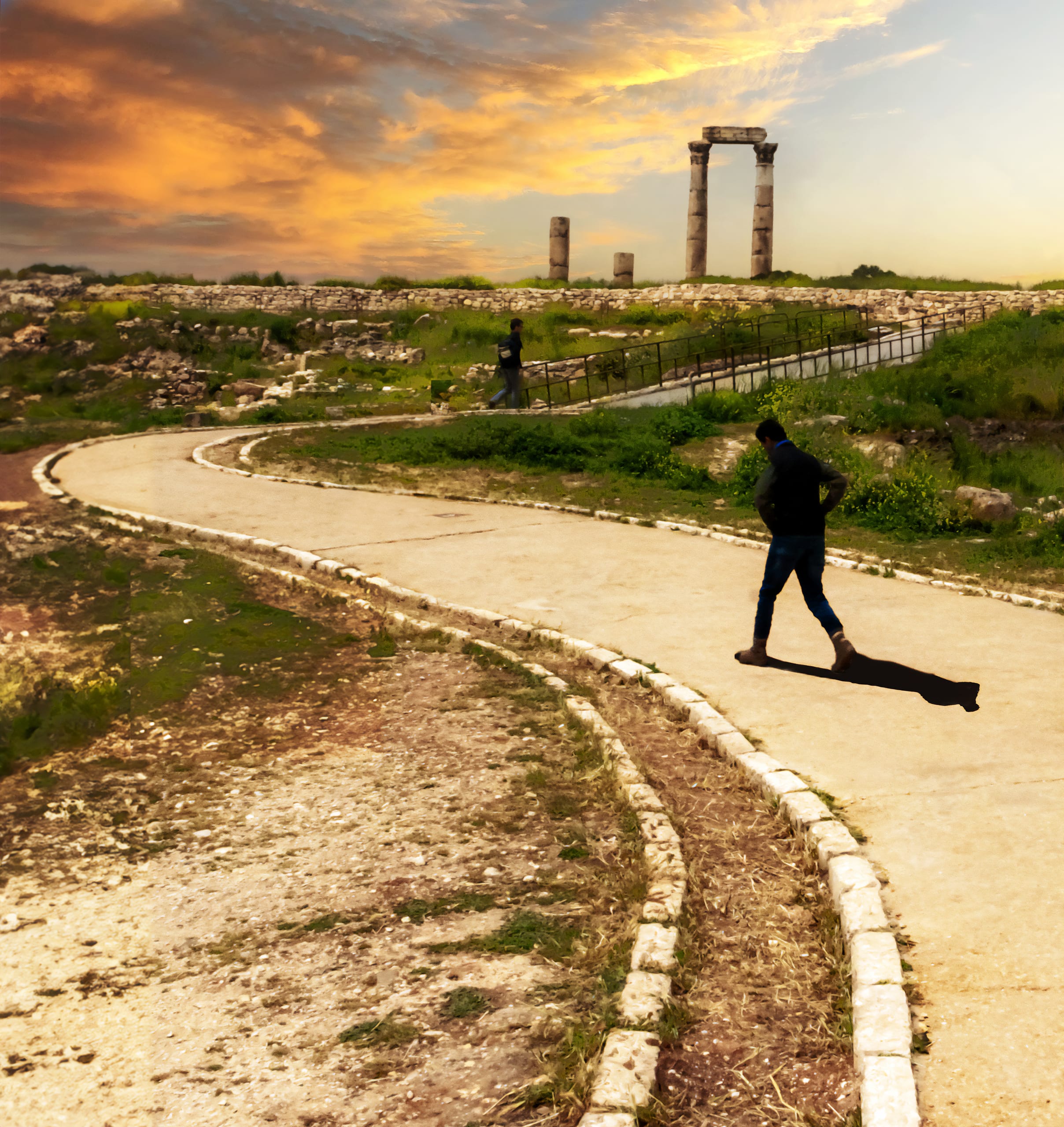 Amman Citadel Road, a fine-art photograph by Ali Abu Ras