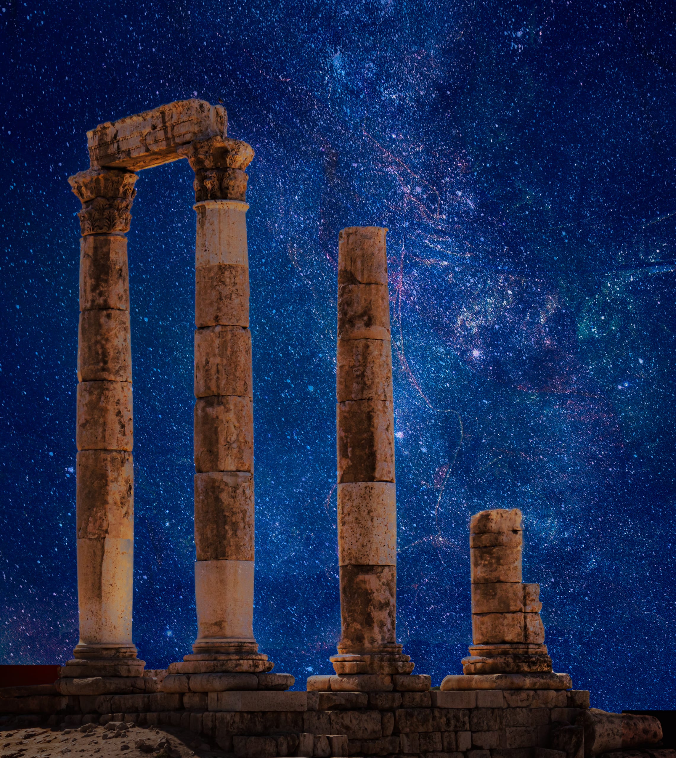 Amman Citdel Hercules Temple, a fine-art photograph by Ali Abu Ras