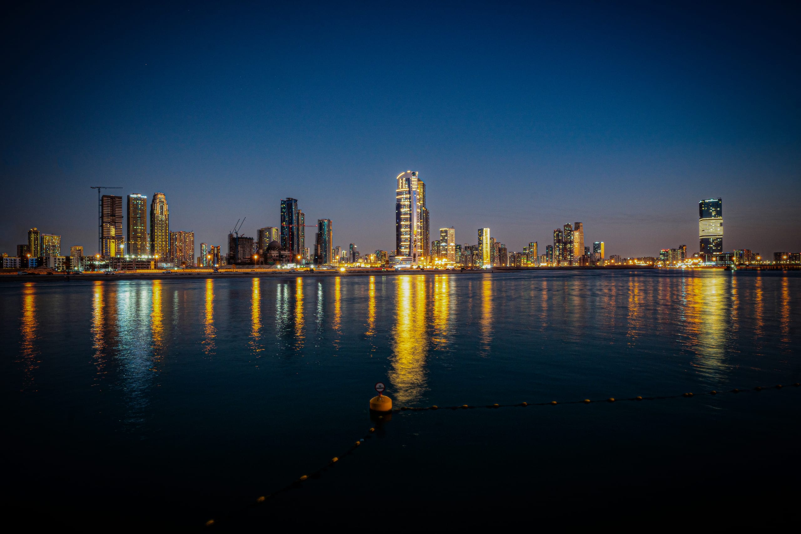 Dubai Street Lights Cars Road, a fine-art photograph by Ali Abu Ras