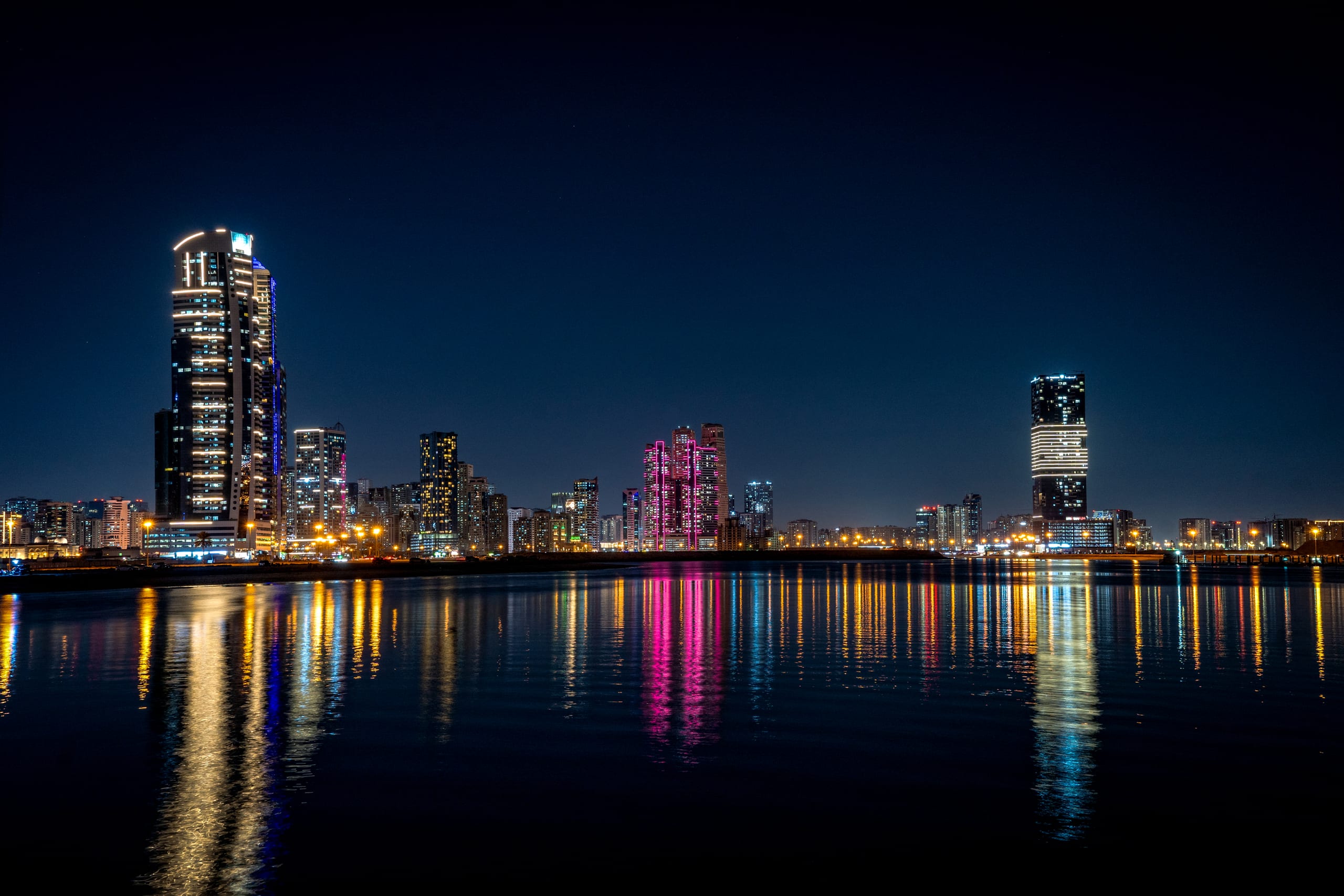 Dubai Street Lights Cars Road, a fine-art photograph by Ali Abu Ras