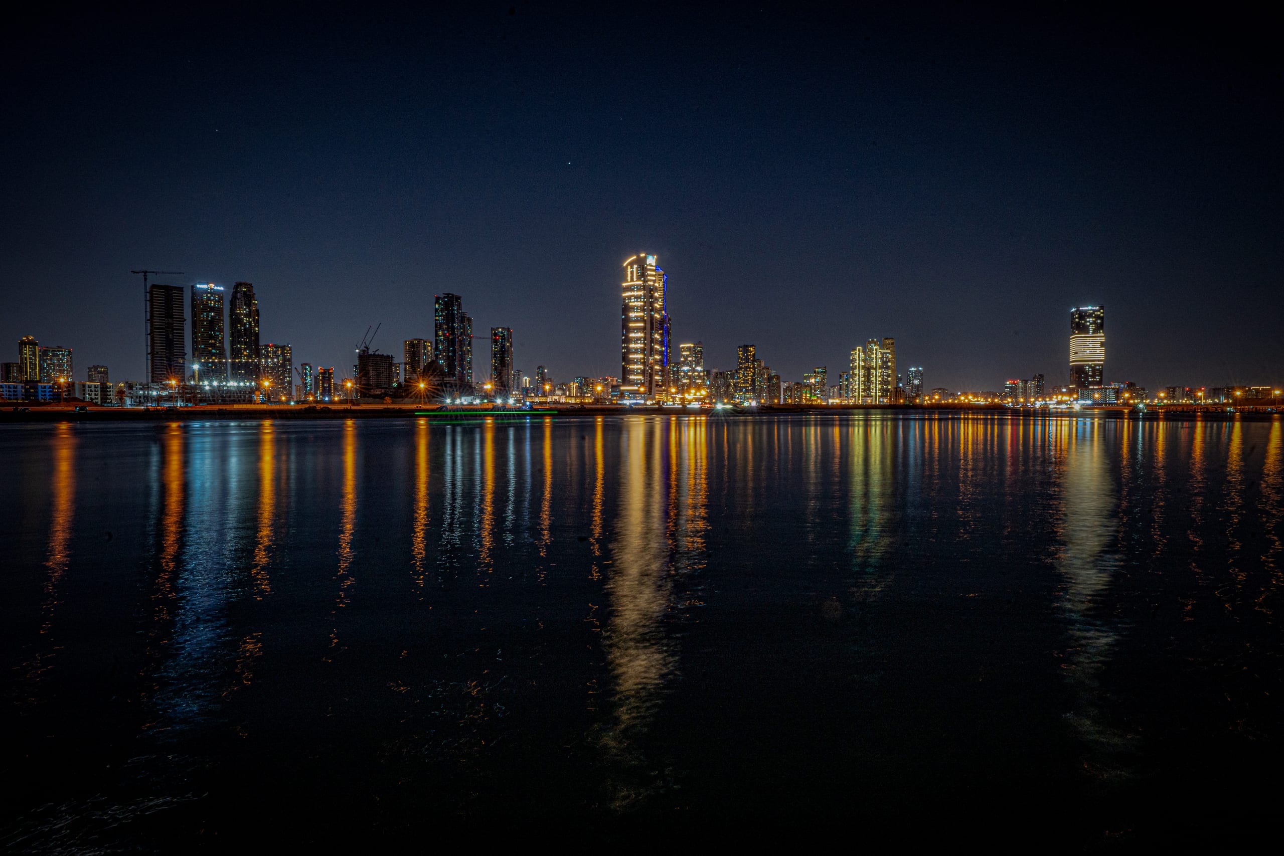 Dubai Street Lights Cars Road, a fine-art photograph by Ali Abu Ras