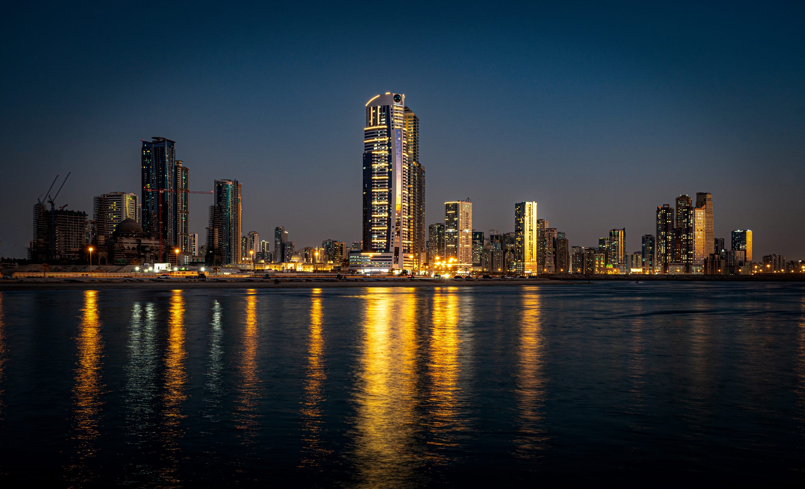 Dubai Street Lights Cars Road, a fine-art photograph by Ali Abu Ras