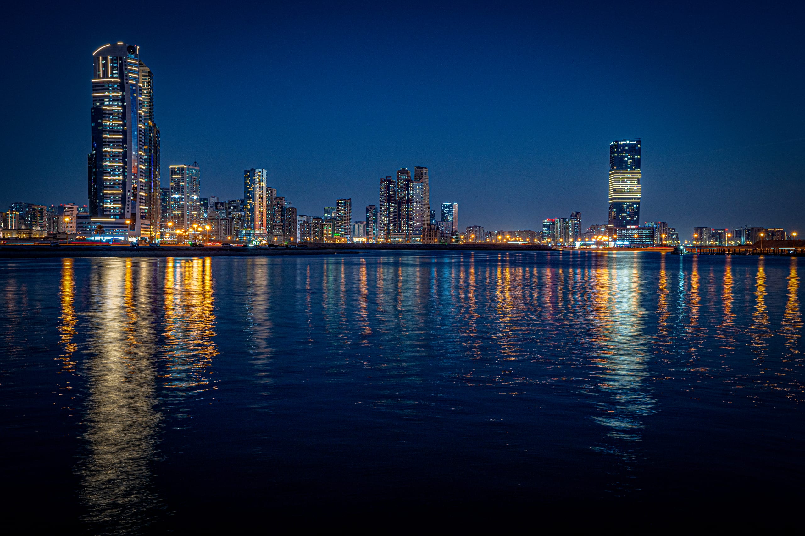 Dubai Street Lights Cars Road, a fine-art photograph by Ali Abu Ras