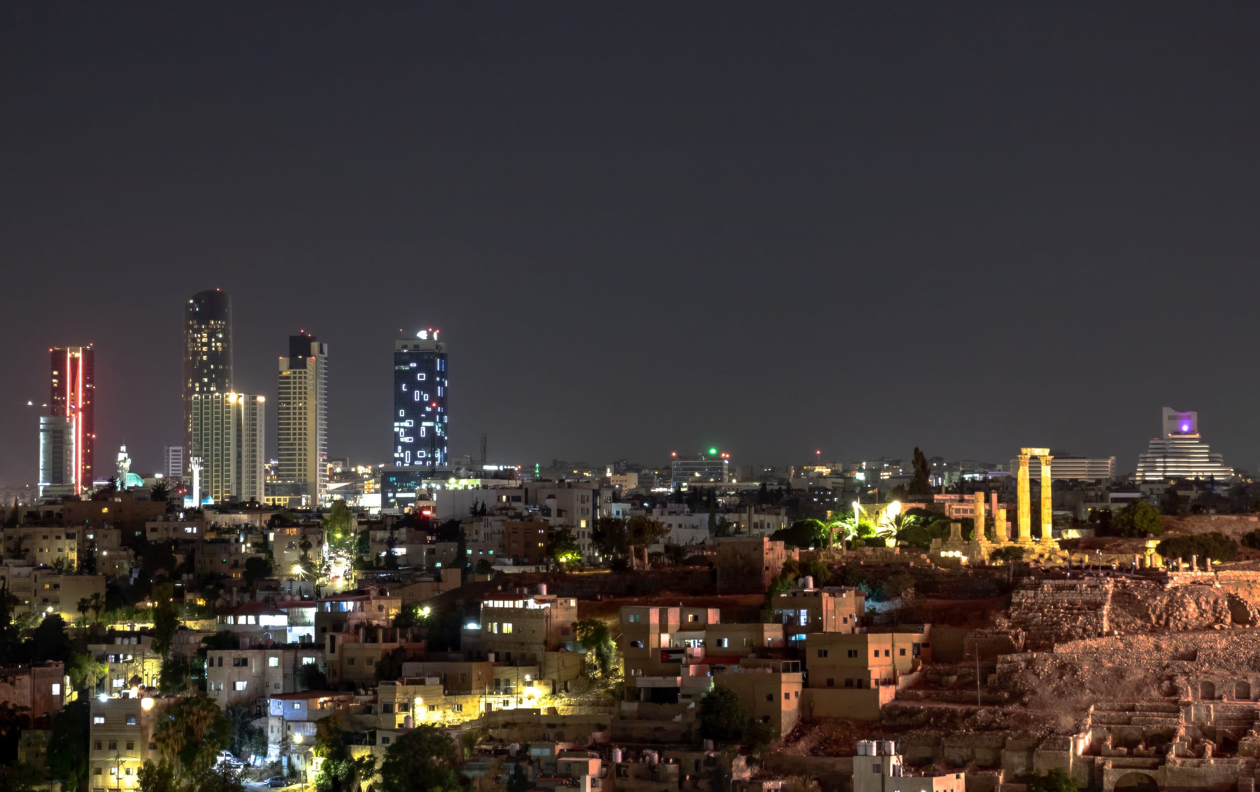 Amman Landscape Night Cityscap View, a fine-art photograph by Ali Abu Ras