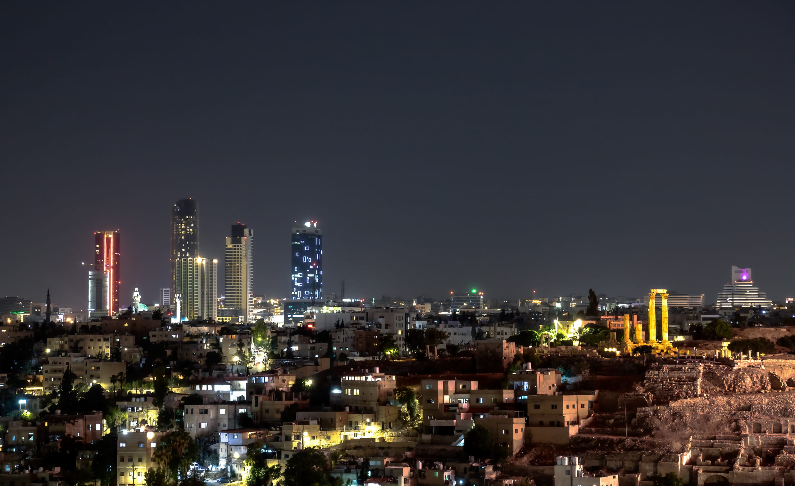 Amman Landscape Night Cityscap View 0, a fine-art photograph by Ali Abu Ras