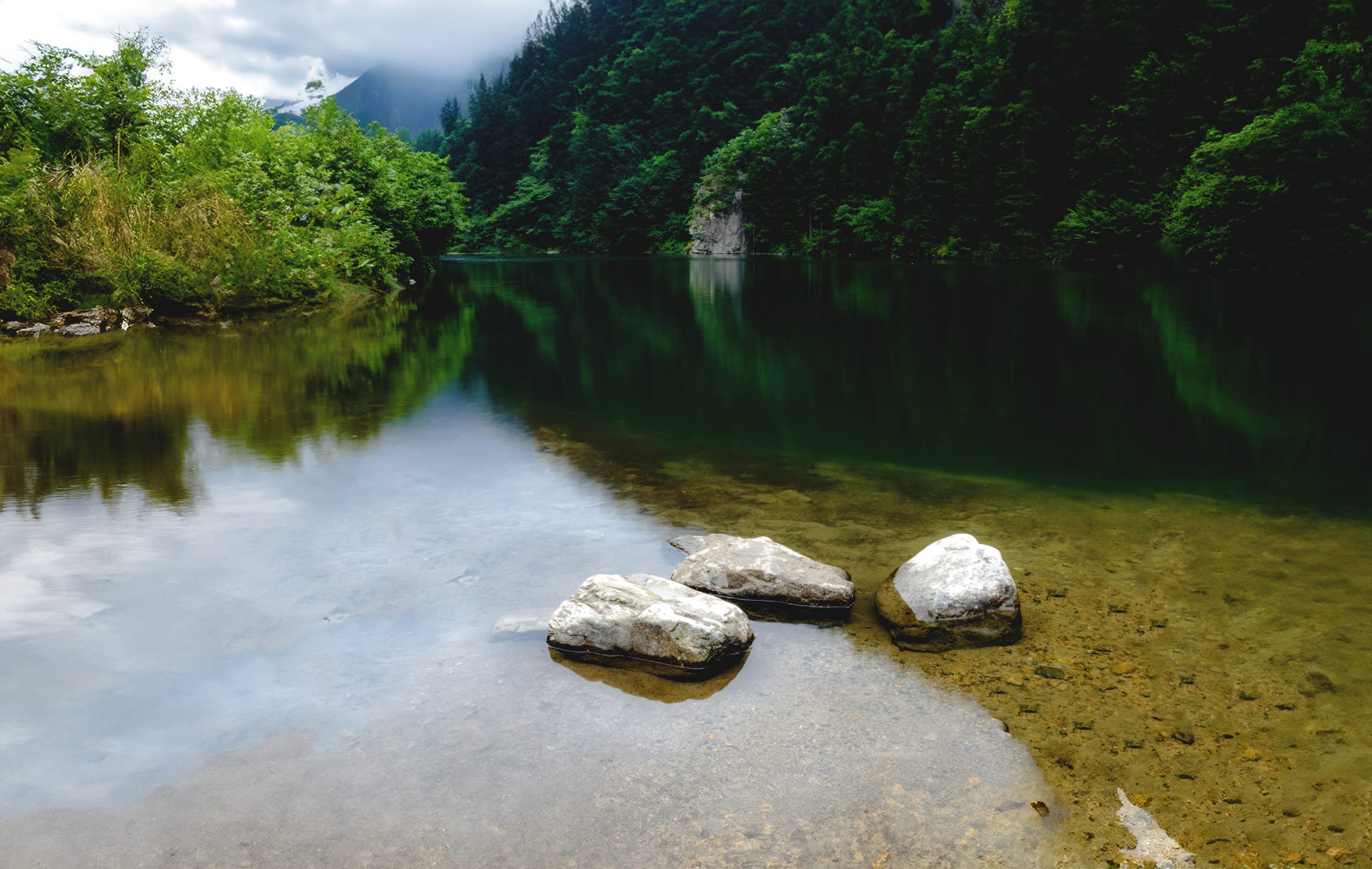Trabzon Luck Green Water Trees 4, a fine-art photograph by Ali Abu Ras