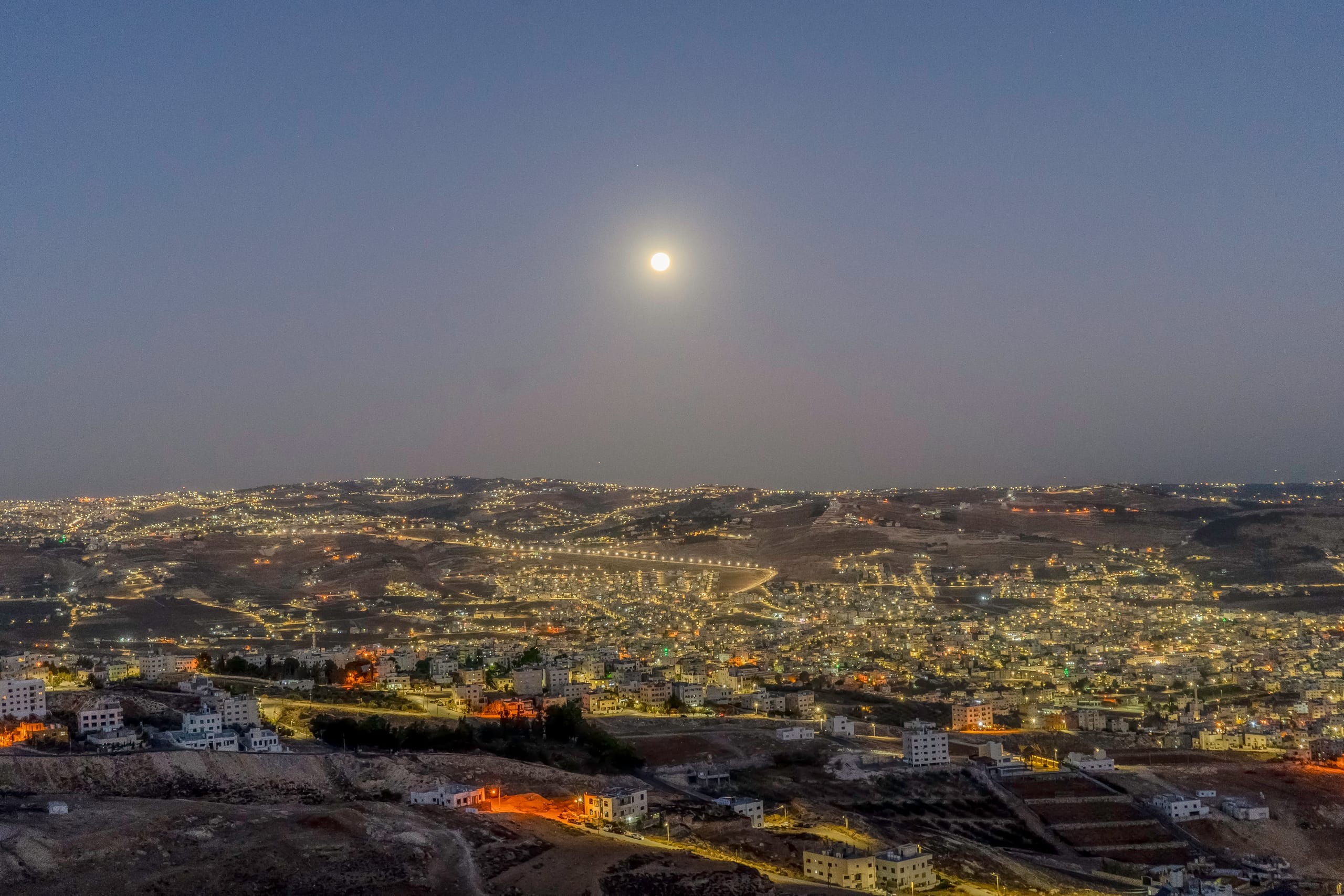 Night Moon Landscape View, a fine-art photograph by Ali Abu Ras