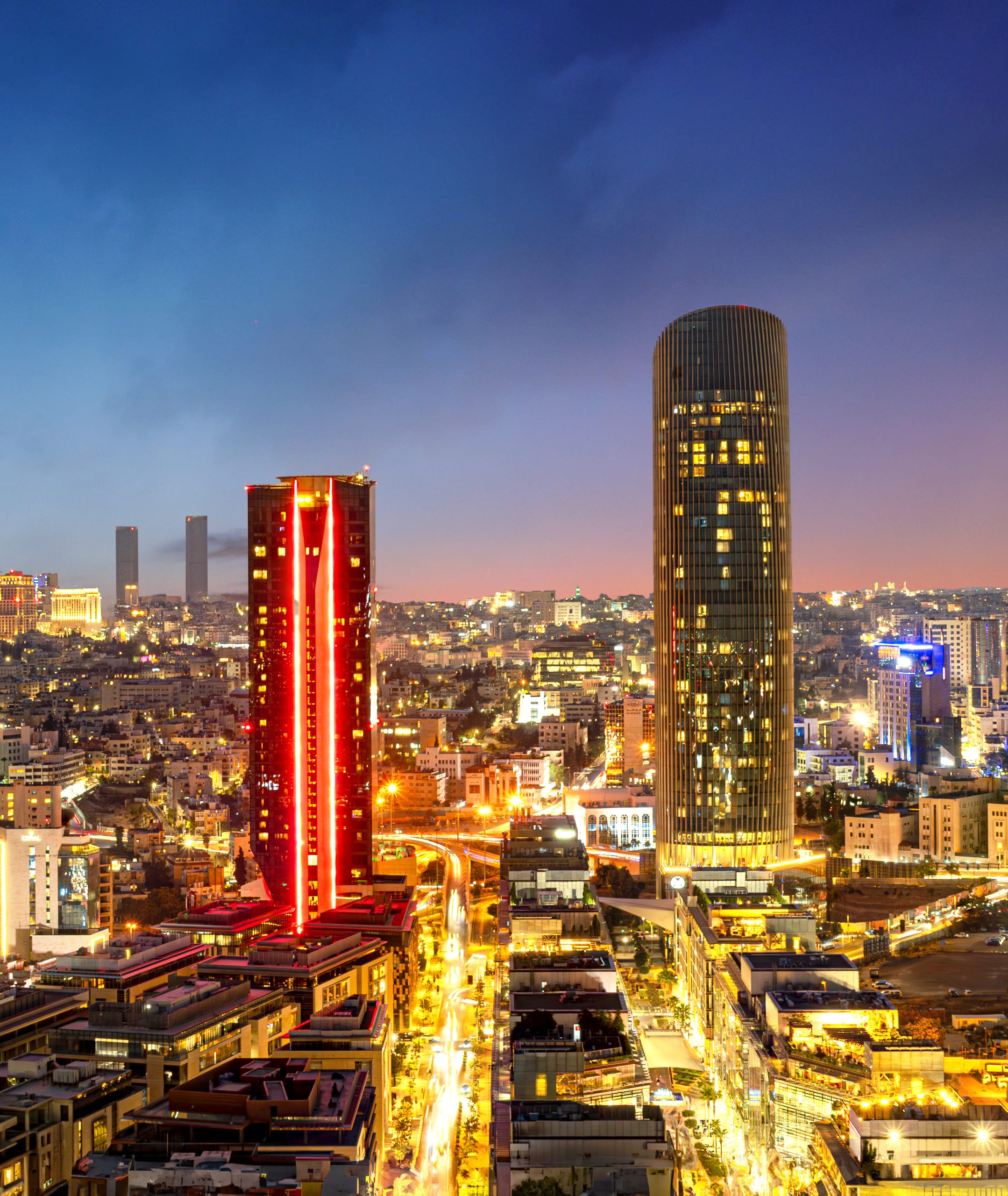 Amman Bolivard Abdali Sunset Light, a fine-art photograph by Ali Abu Ras
