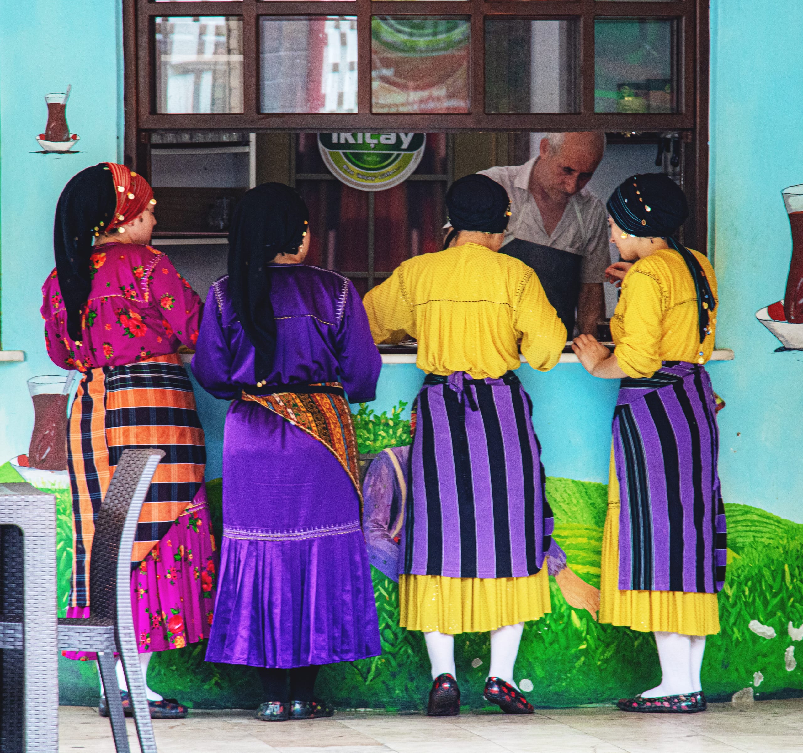 Girles People Serve TEA Tarbzon Origenal, a fine-art photograph by Ali Abu Ras