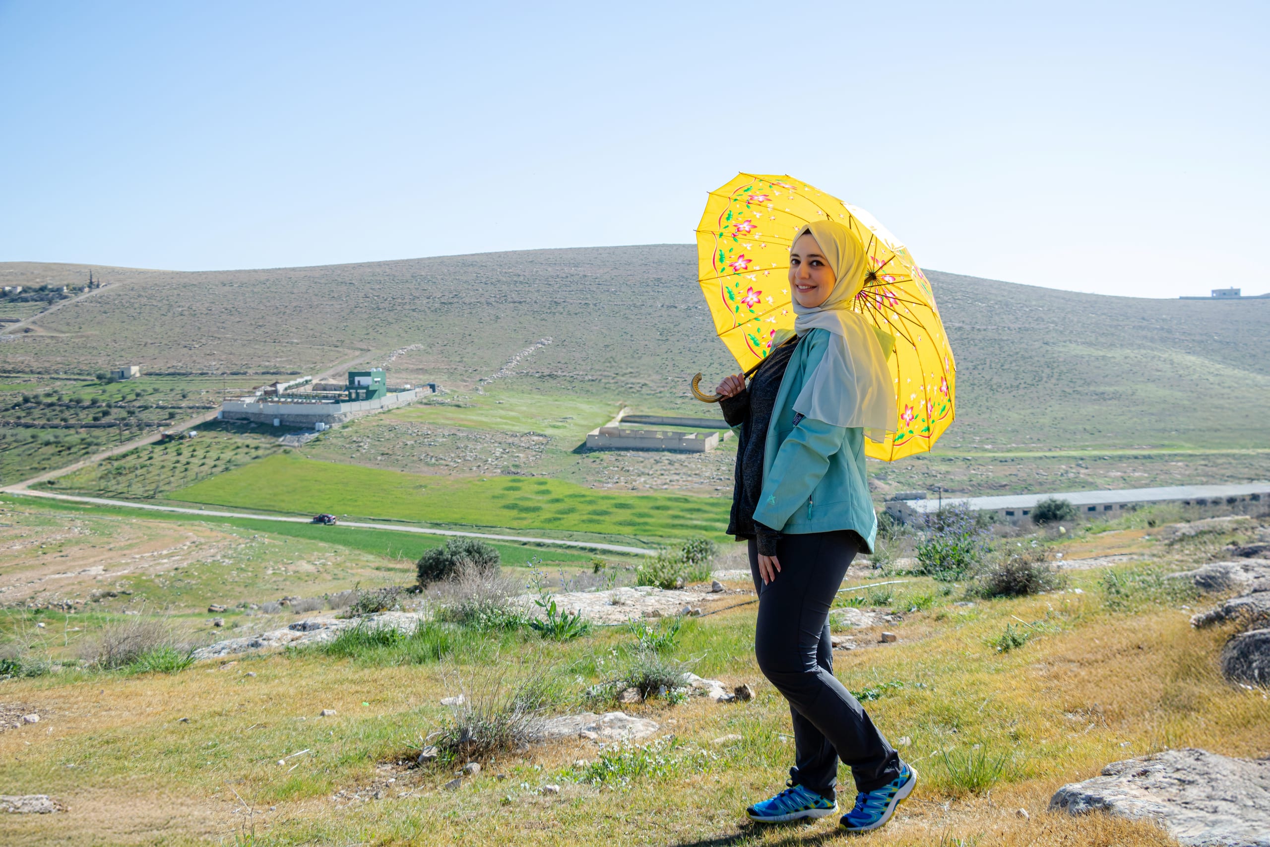 Woman Rola Potrait Face SUN Umbrela, a fine-art photograph by Ali Abu Ras