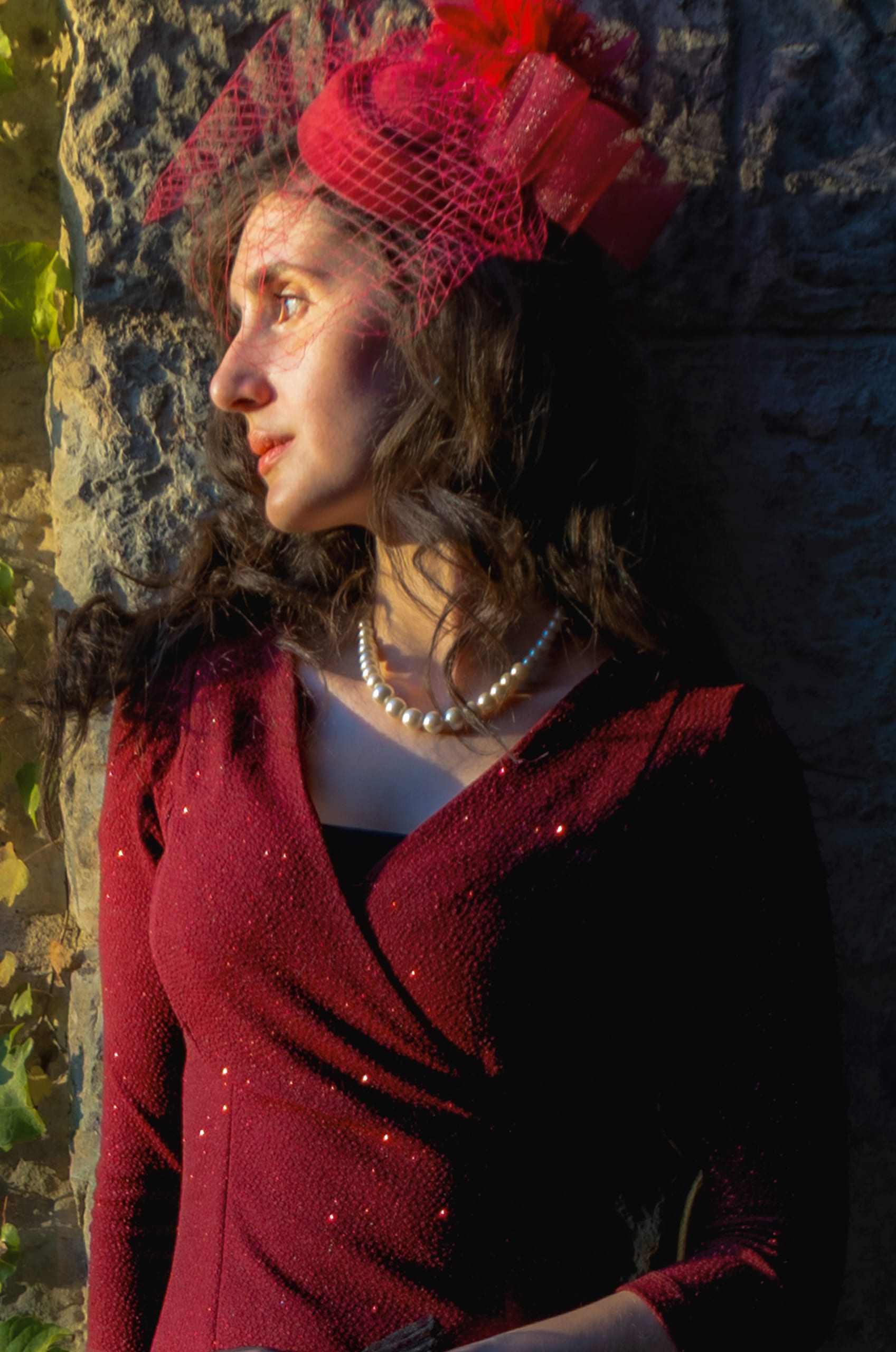 Noor RED Dress Train, a fine-art photograph by Ali Abu Ras