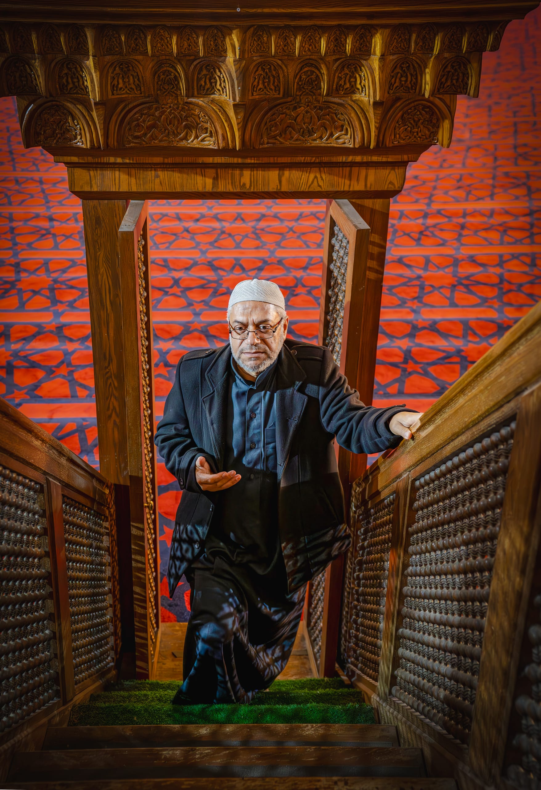 MAN OLD Masjed Pray, a fine-art photograph by Ali Abu Ras