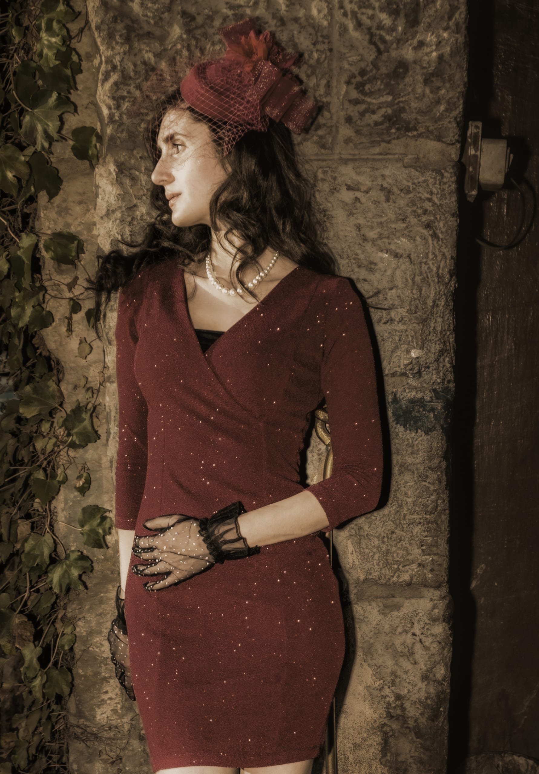 Noor RED Dress Train, a fine-art photograph by Ali Abu Ras