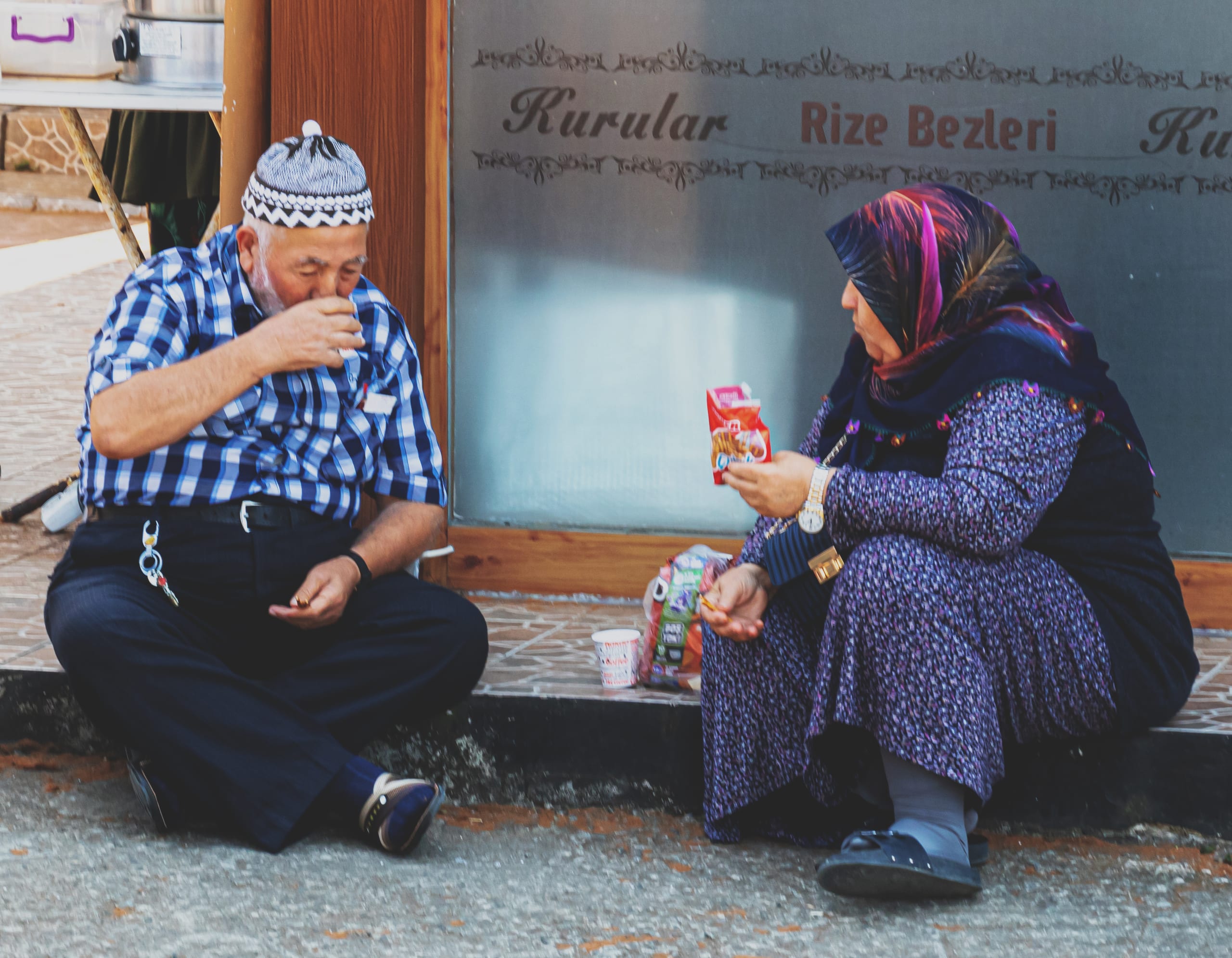 People Street EAT Drink OLD MAN Woman, a fine-art photograph by Ali Abu Ras
