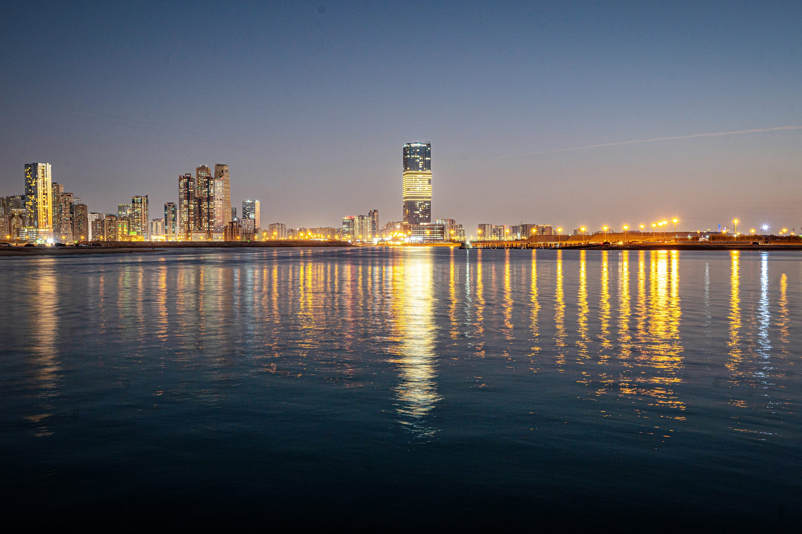 Dubai Street Lights Cars Road, a fine-art photograph by Ali Abu Ras