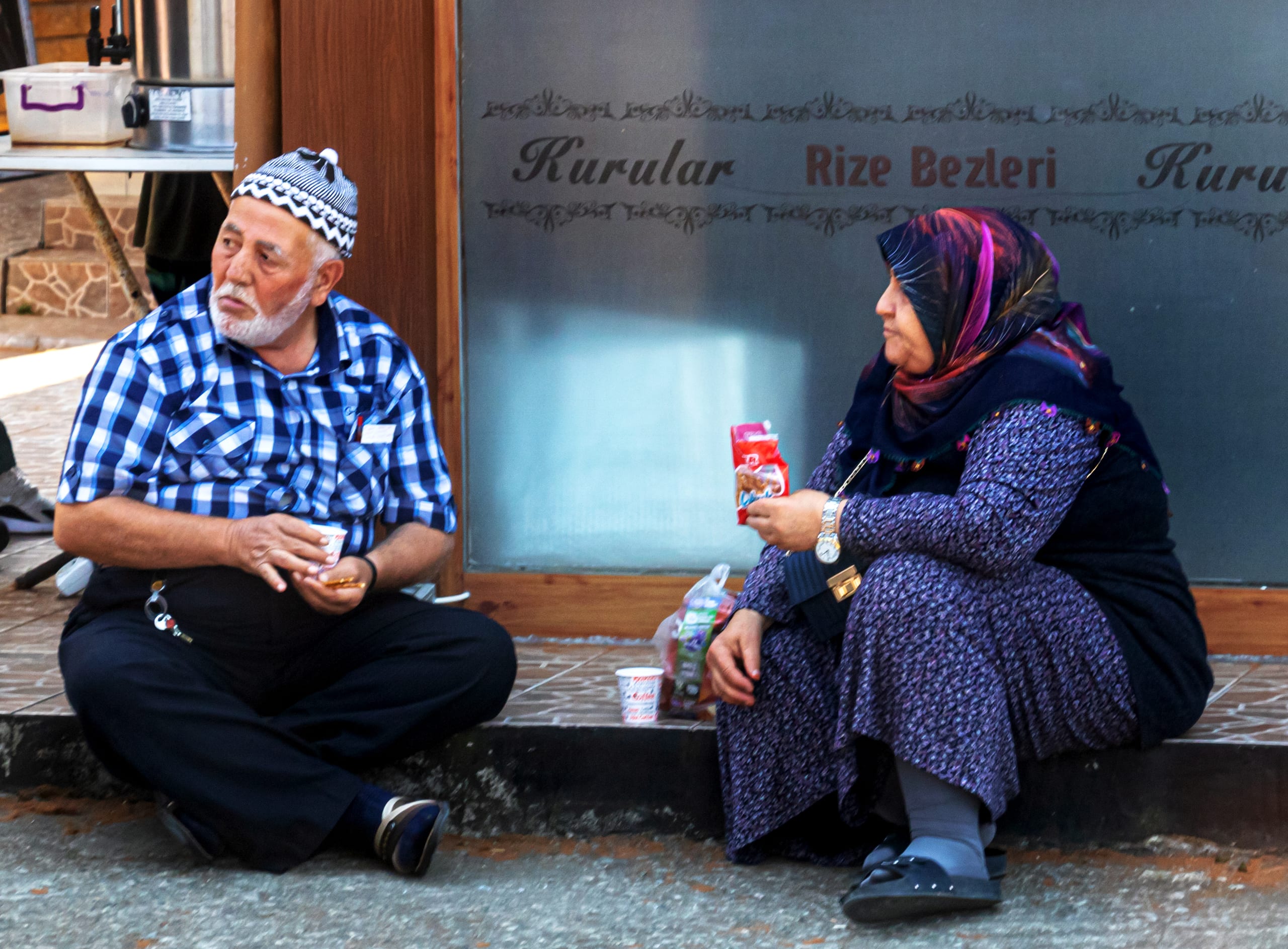 People Street EAT Drink OLD MAN Woman, a fine-art photograph by Ali Abu Ras