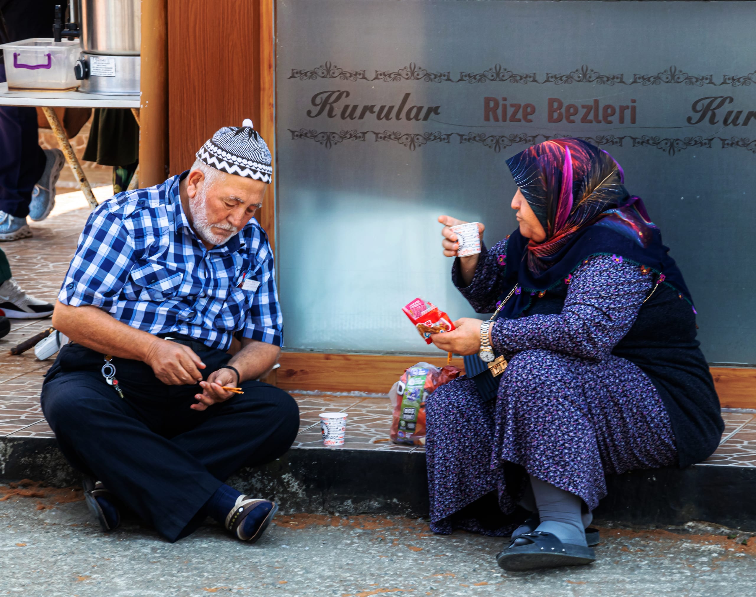 People Street EAT Drink OLD MAN Woman, a fine-art photograph by Ali Abu Ras