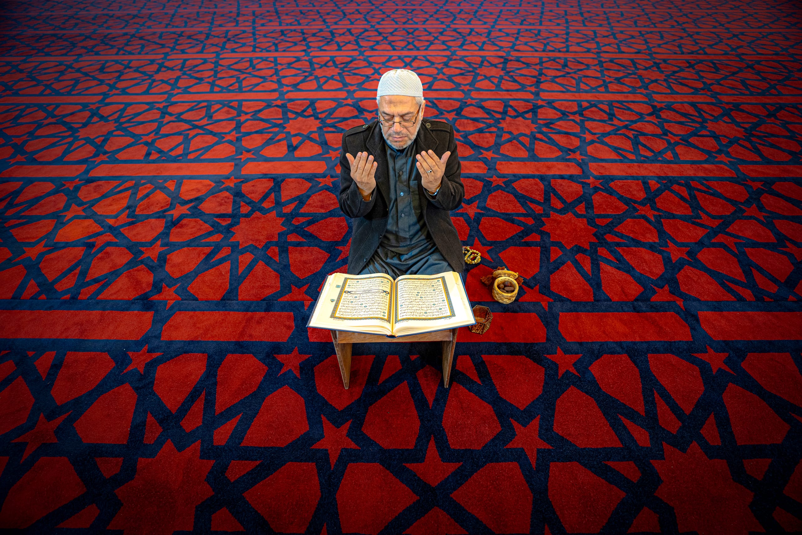 OLD MAN Read Quran Masjid Ramadain, a fine-art photograph by Ali Abu Ras
