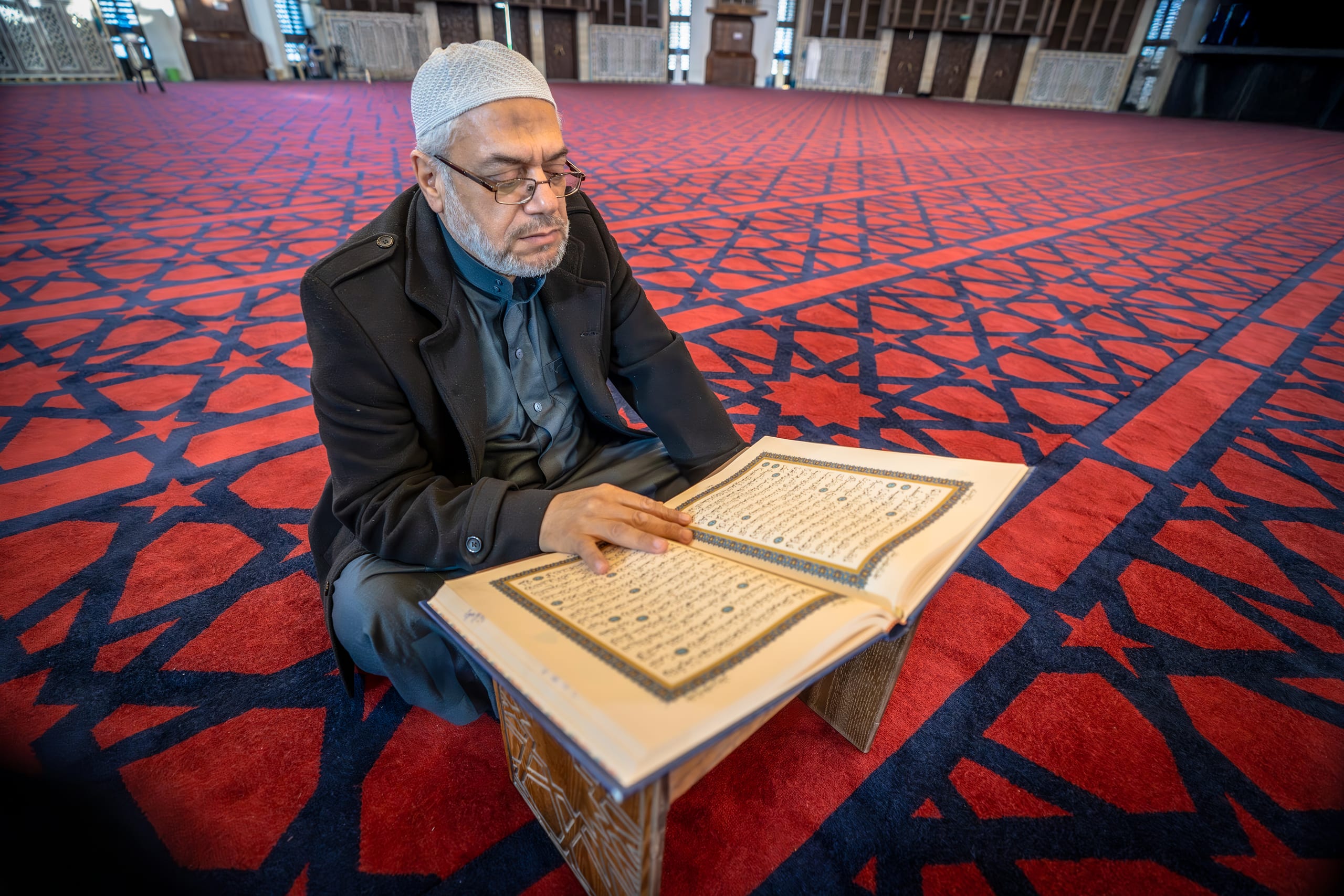OLD MAN Read Quran Masjid Ramadain, a fine-art photograph by Ali Abu Ras