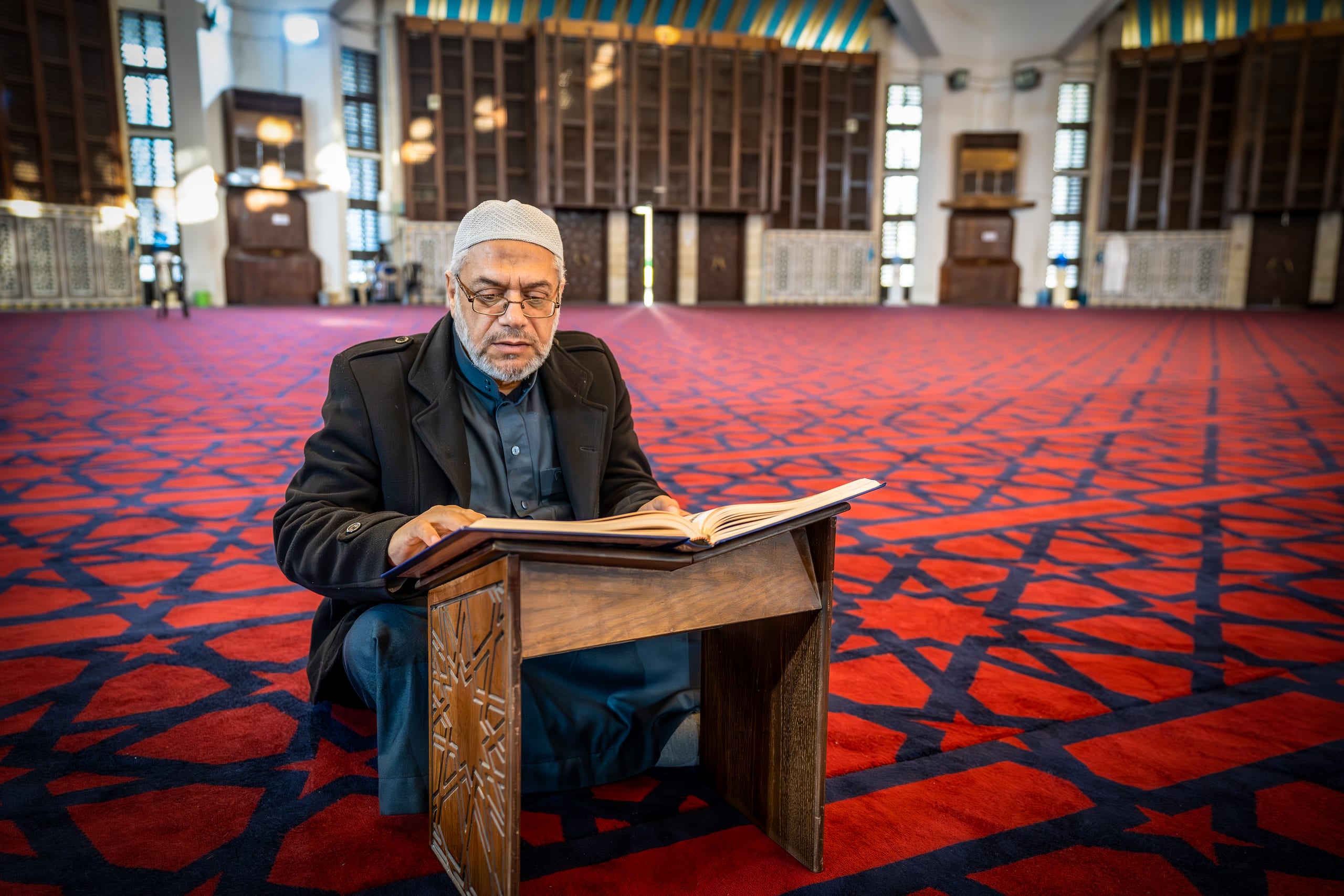 OLD MAN Read Quran Masjid Ramadain, a fine-art photograph by Ali Abu Ras