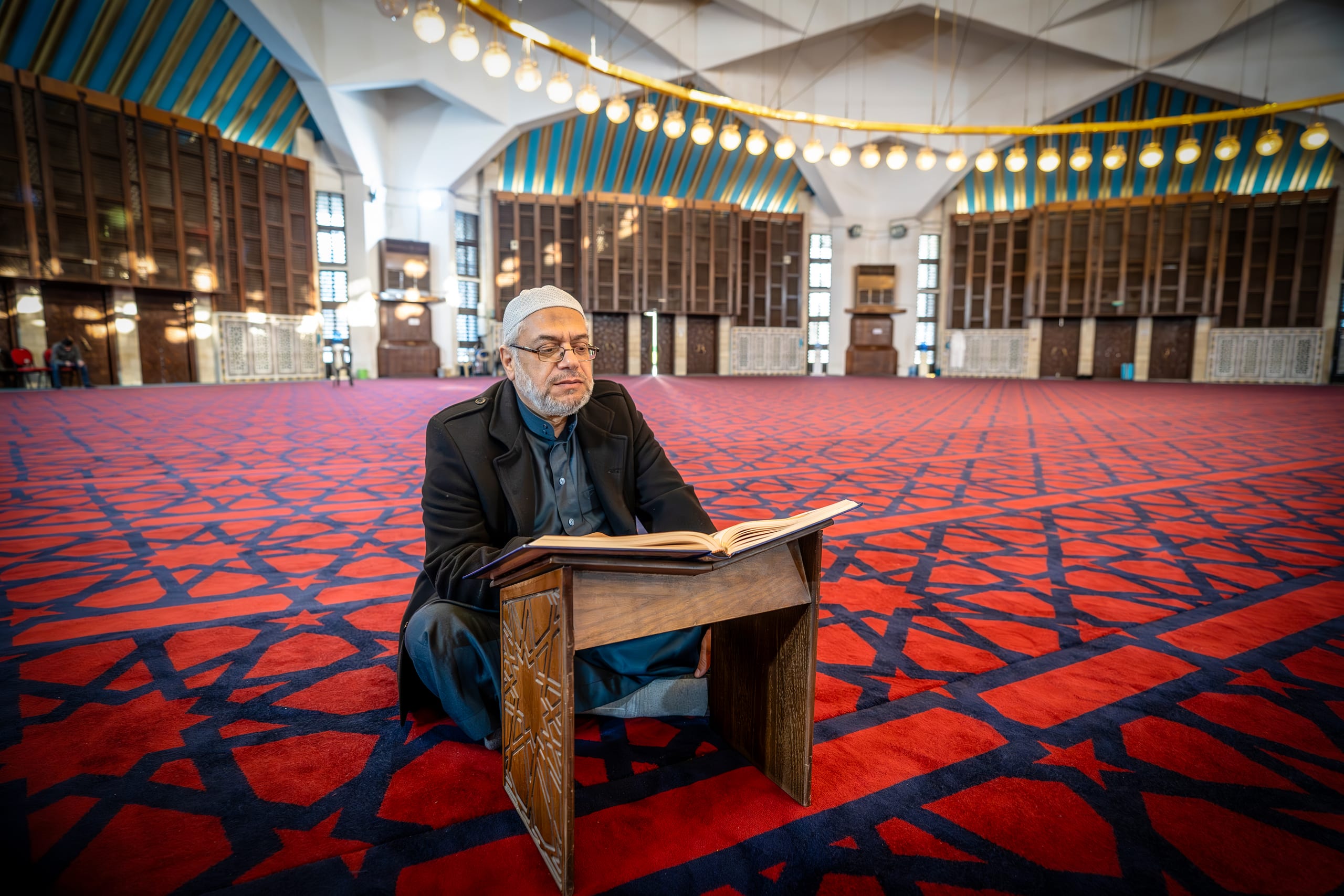 OLD MAN Read Quran Masjid Ramadain, a fine-art photograph by Ali Abu Ras