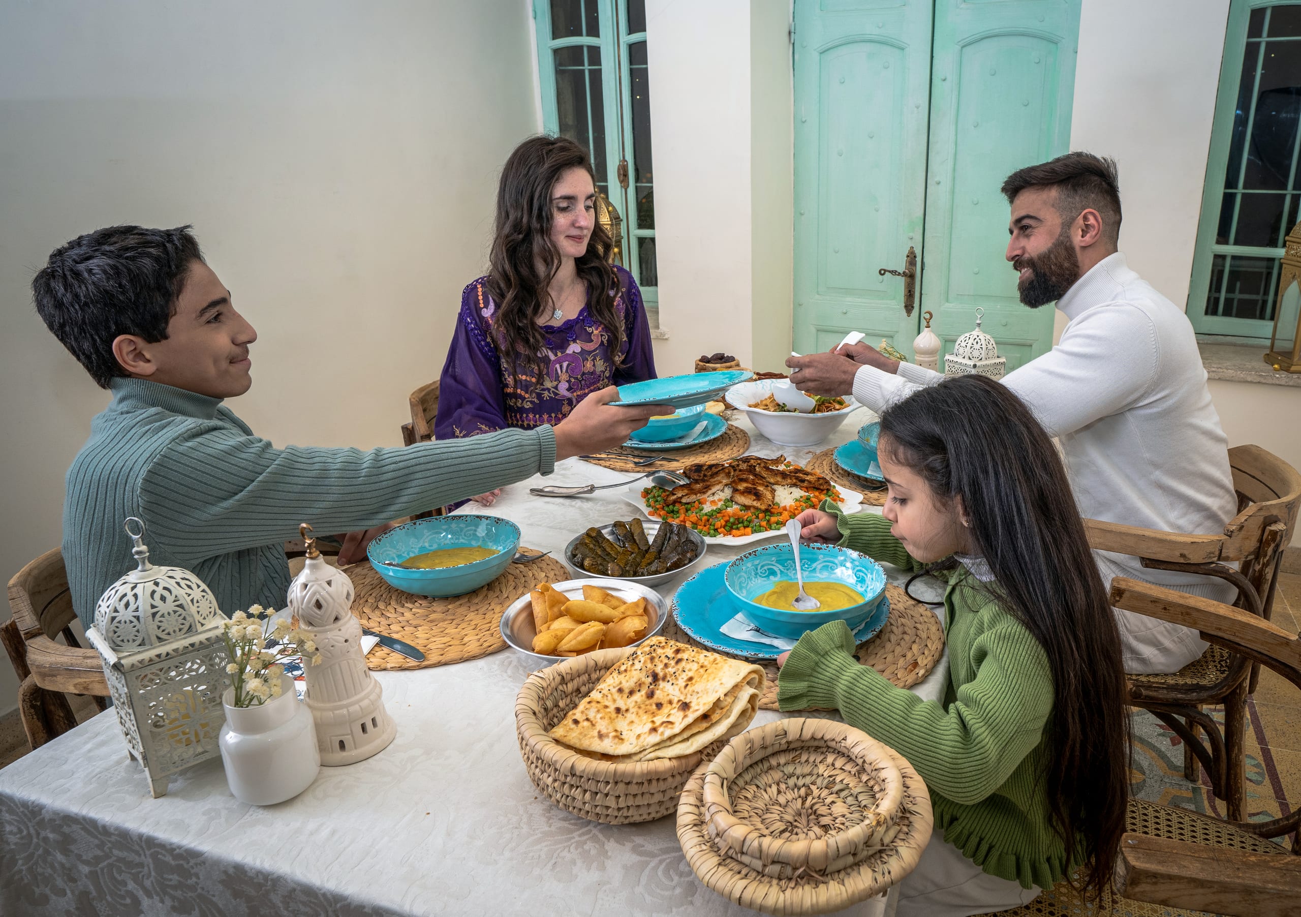 Family Ramadan Eftar Food Eating, a fine-art photograph by Ali Abu Ras
