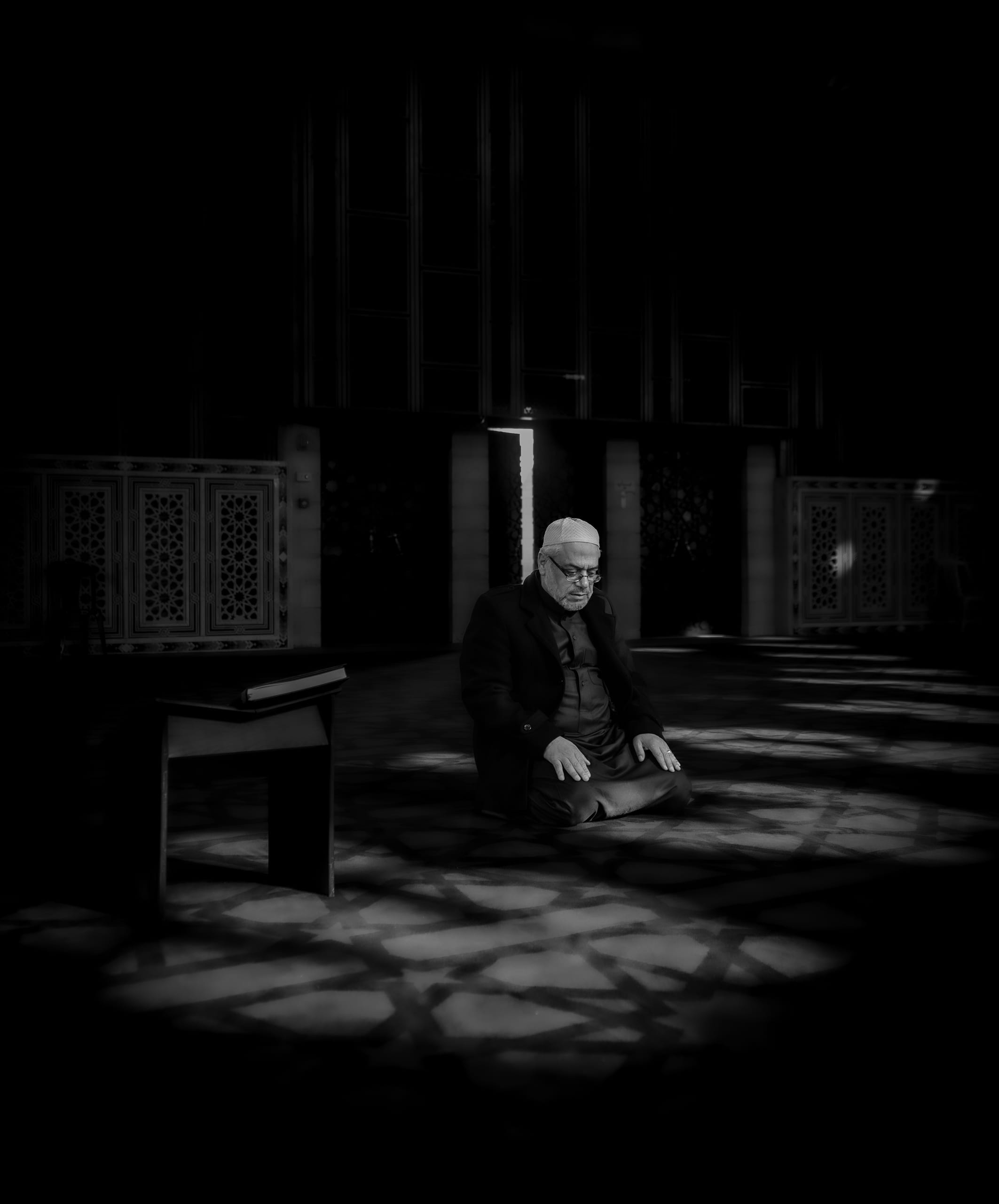 OLD MAN Read Quran Masjid Ramadain, a fine-art photograph by Ali Abu Ras