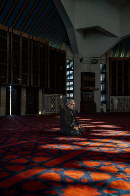 OLD MAN Read Quran Masjid Ramadain, a fine-art photograph by Ali Abu Ras