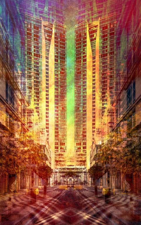 Abdali Street Building Glass Light, a fine-art photograph by Ali Abu Ras
