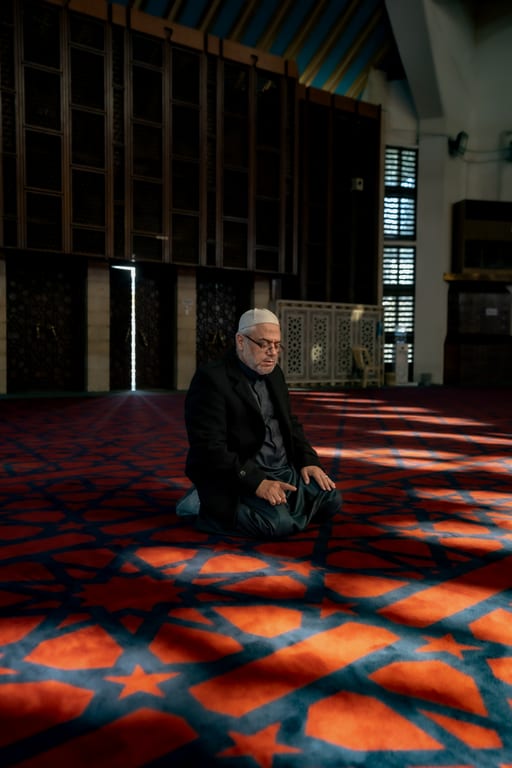OLD MAN Read Quran Masjid Ramadain, a fine-art photograph by Ali Abu Ras