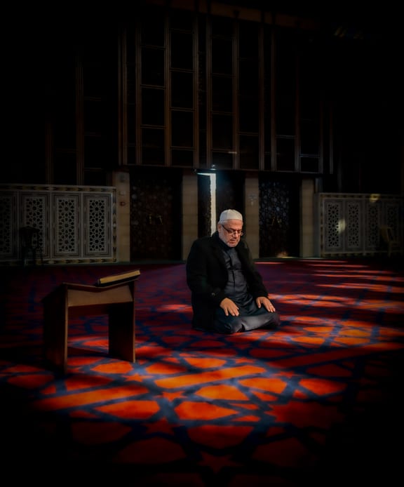 OLD MAN Read Quran Masjid Ramadain, a fine-art photograph by Ali Abu Ras