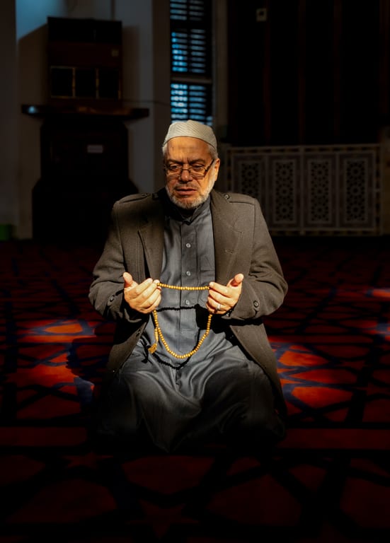OLD MAN Read Quran Masjid Ramadain, a fine-art photograph by Ali Abu Ras