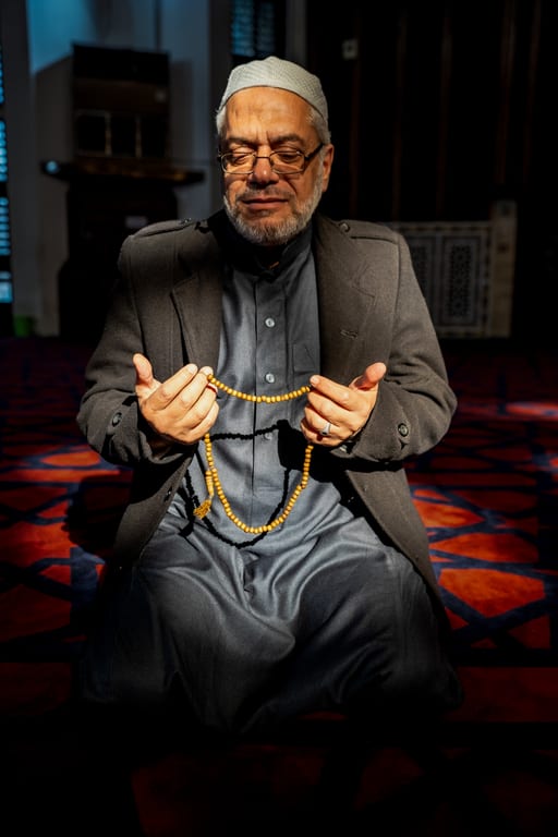 OLD MAN Read Quran Masjid Ramadain, a fine-art photograph by Ali Abu Ras