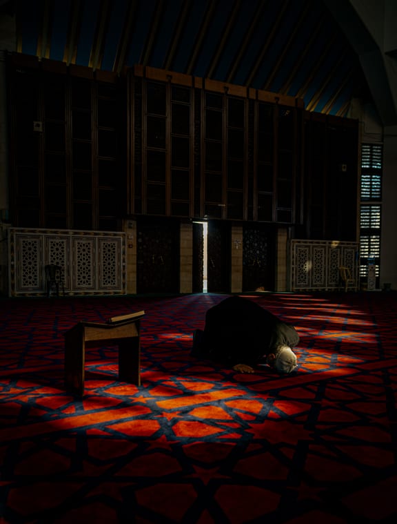 OLD MAN Read Quran Masjid Ramadain, a fine-art photograph by Ali Abu Ras
