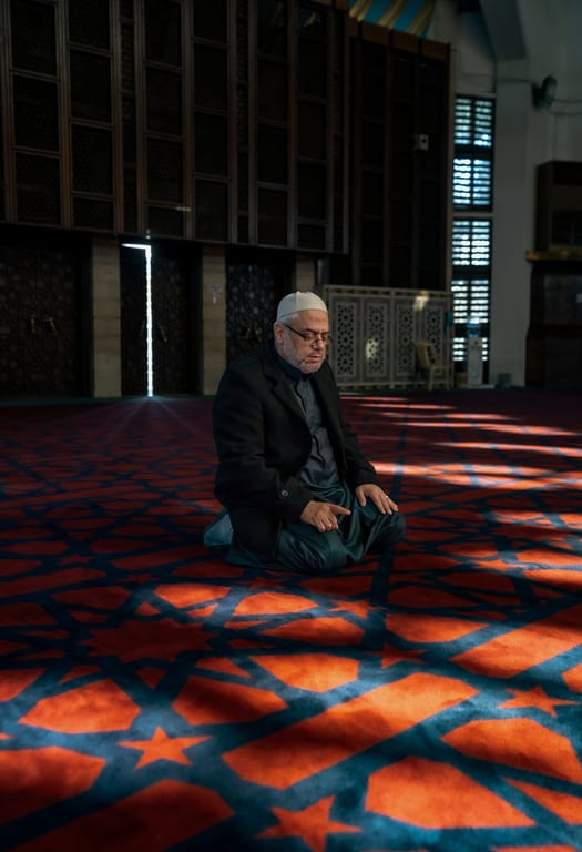 OLD MAN Read Quran Masjid Ramadain, a fine-art photograph by Ali Abu Ras