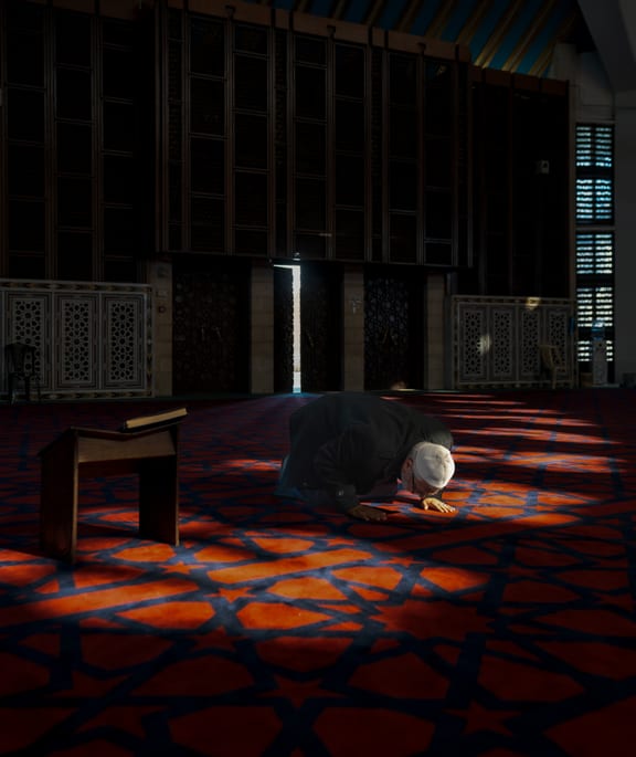 OLD MAN Read Quran Masjid Ramadain, a fine-art photograph by Ali Abu Ras