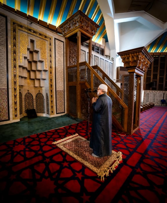 OLD MAN Read Quran Masjid Ramadain, a fine-art photograph by Ali Abu Ras