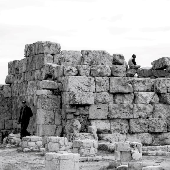 Amman Citadel People MAN SET AT TOP, a fine-art photograph by Ali Abu Ras