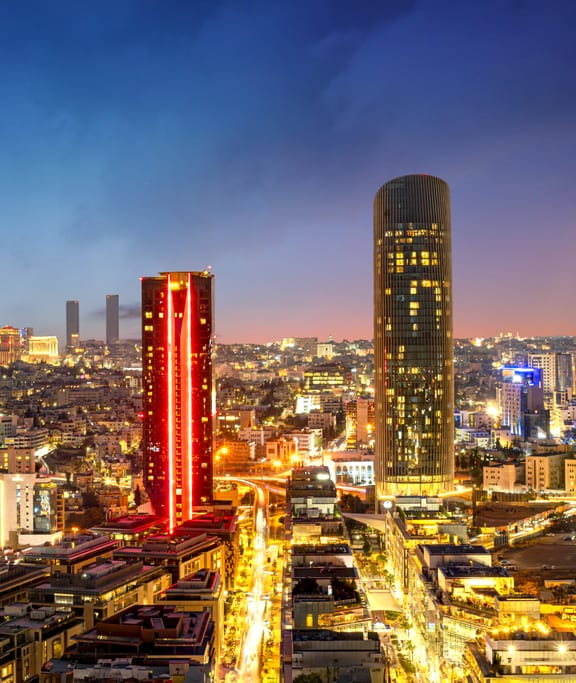 Amman Bolivard Abdali Sunset Light, a fine-art photograph by Ali Abu Ras