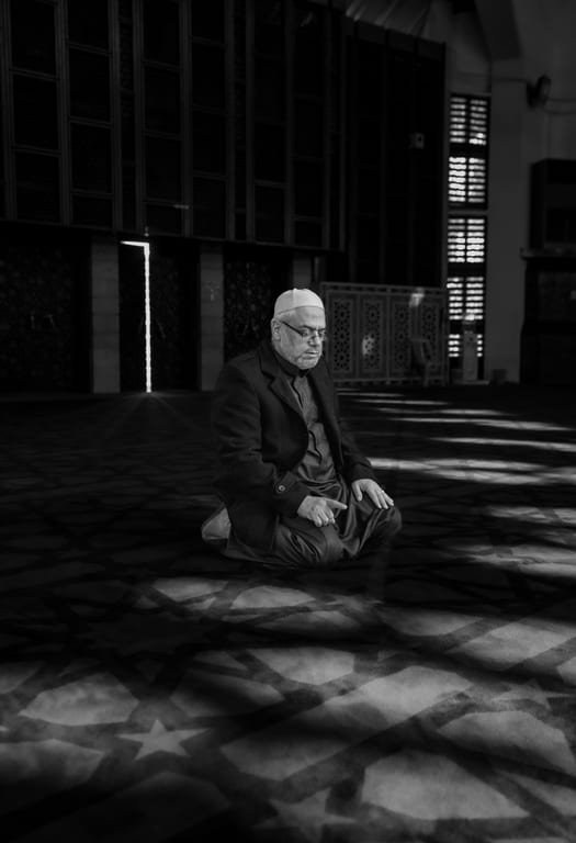 OLD MAN Read Quran Masjid Ramadain, a fine-art photograph by Ali Abu Ras
