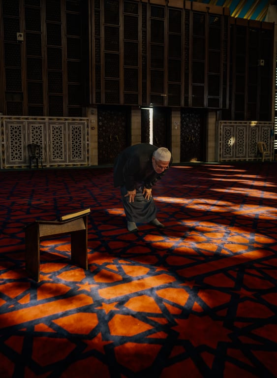 OLD MAN Read Quran Masjid Ramadain, a fine-art photograph by Ali Abu Ras