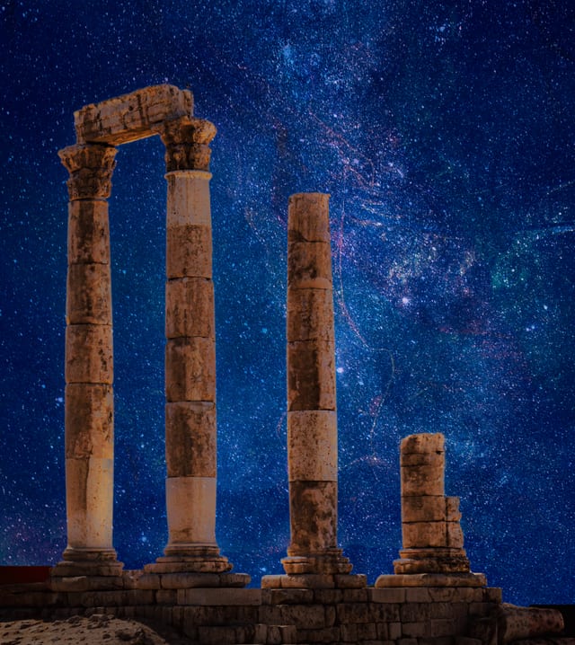 Amman Citdel Hercules Temple, a fine-art photograph by Ali Abu Ras